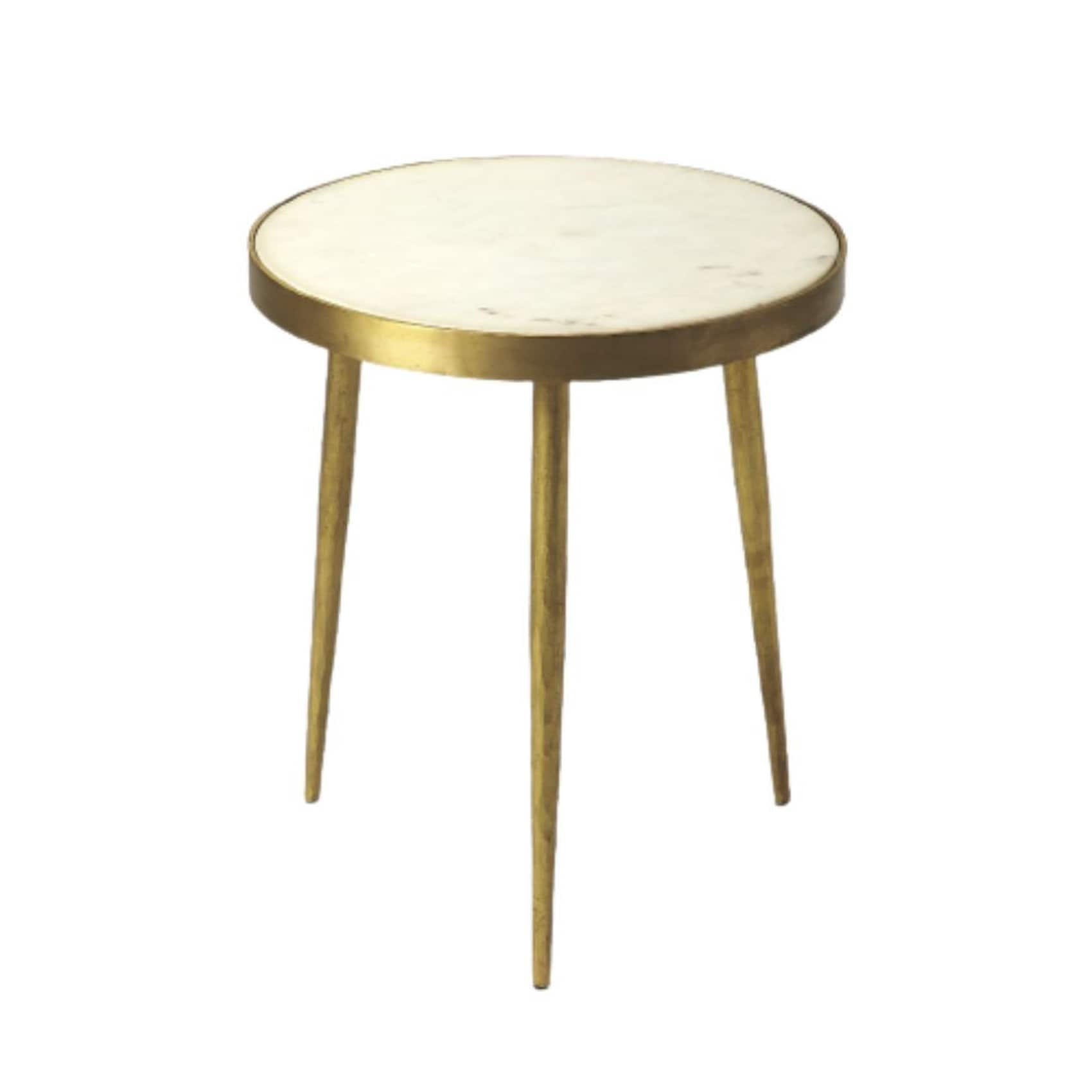 HomeRoots 4000488939 16-in W x 18-in H Multi Color Faux marble Round Modern End Table Assembly Required