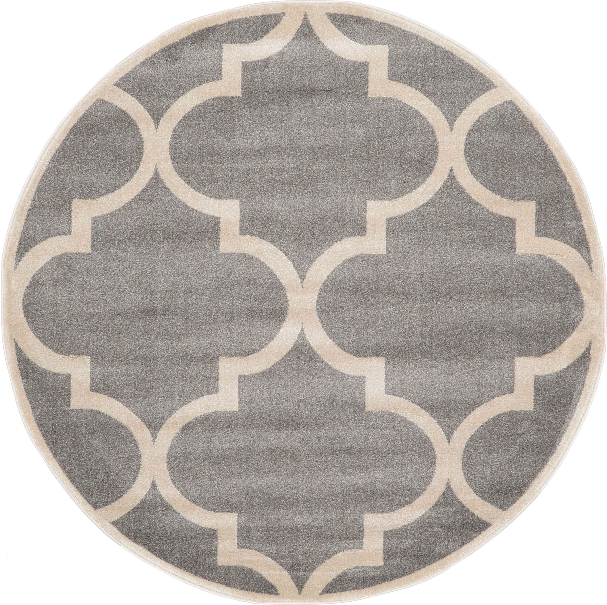 Unique Loom 3116022 Austin Trellis 7 x 7 (ft) Loomed Polypropylene Gray/Tan Round Indoor Geometric Industrial Area rug