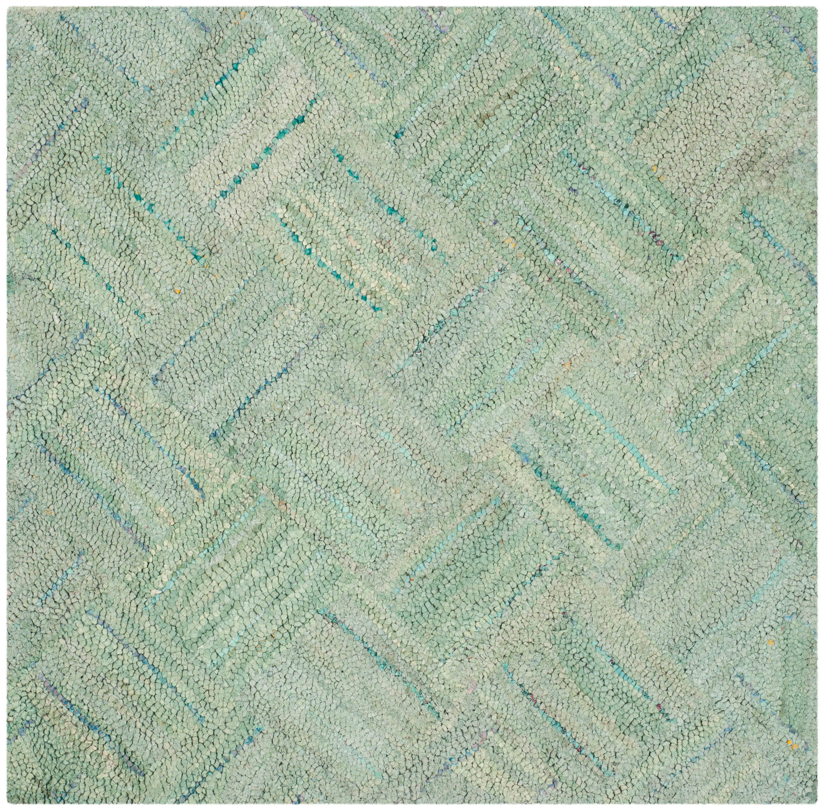 Nantucket Green and Multi Hand-Tufted Wool Square Rug