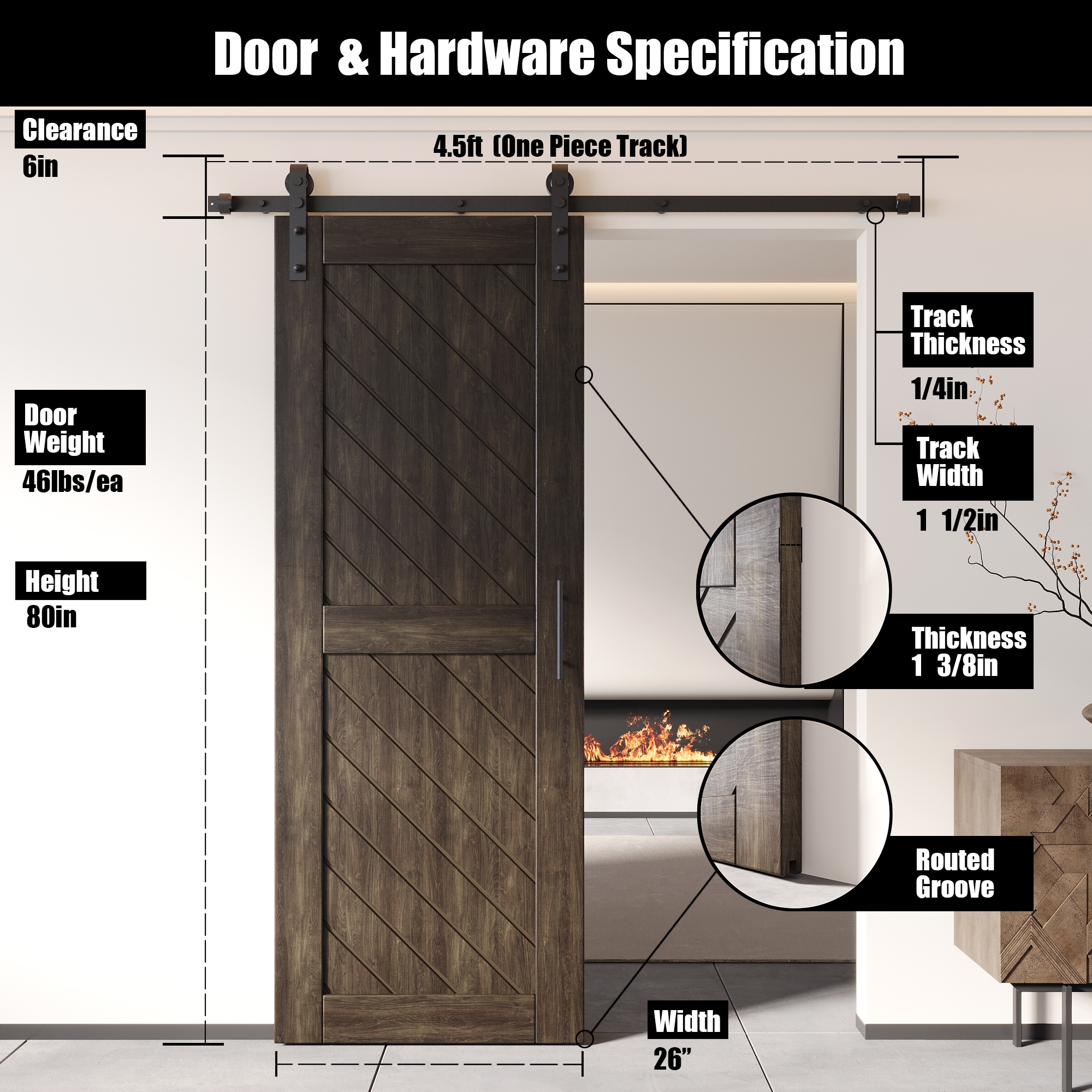 HOMACER YT1H054C-XT2-2680-EB Barn-Doors - View #2