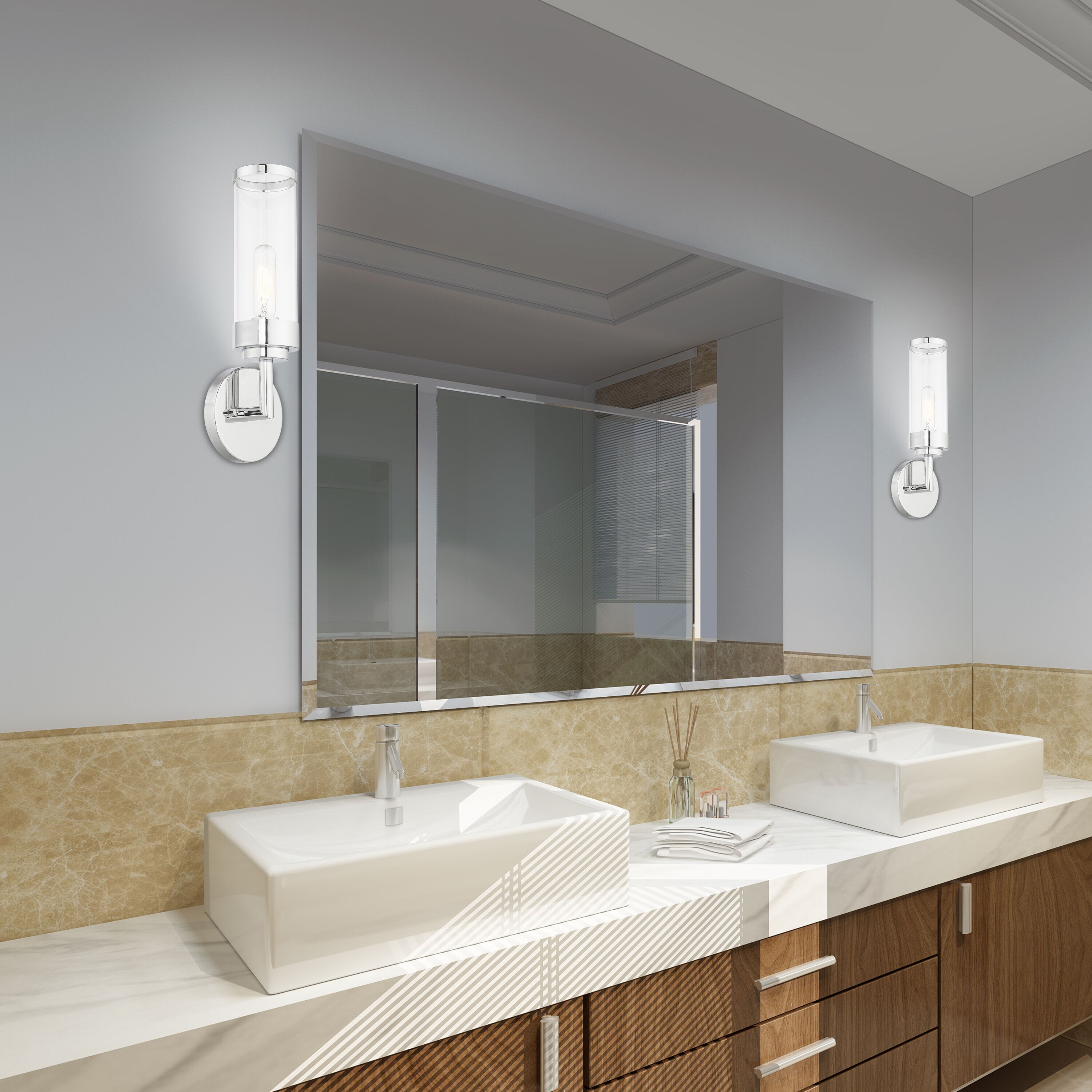 Polished Chrome Clear Glass Single Light Sconce