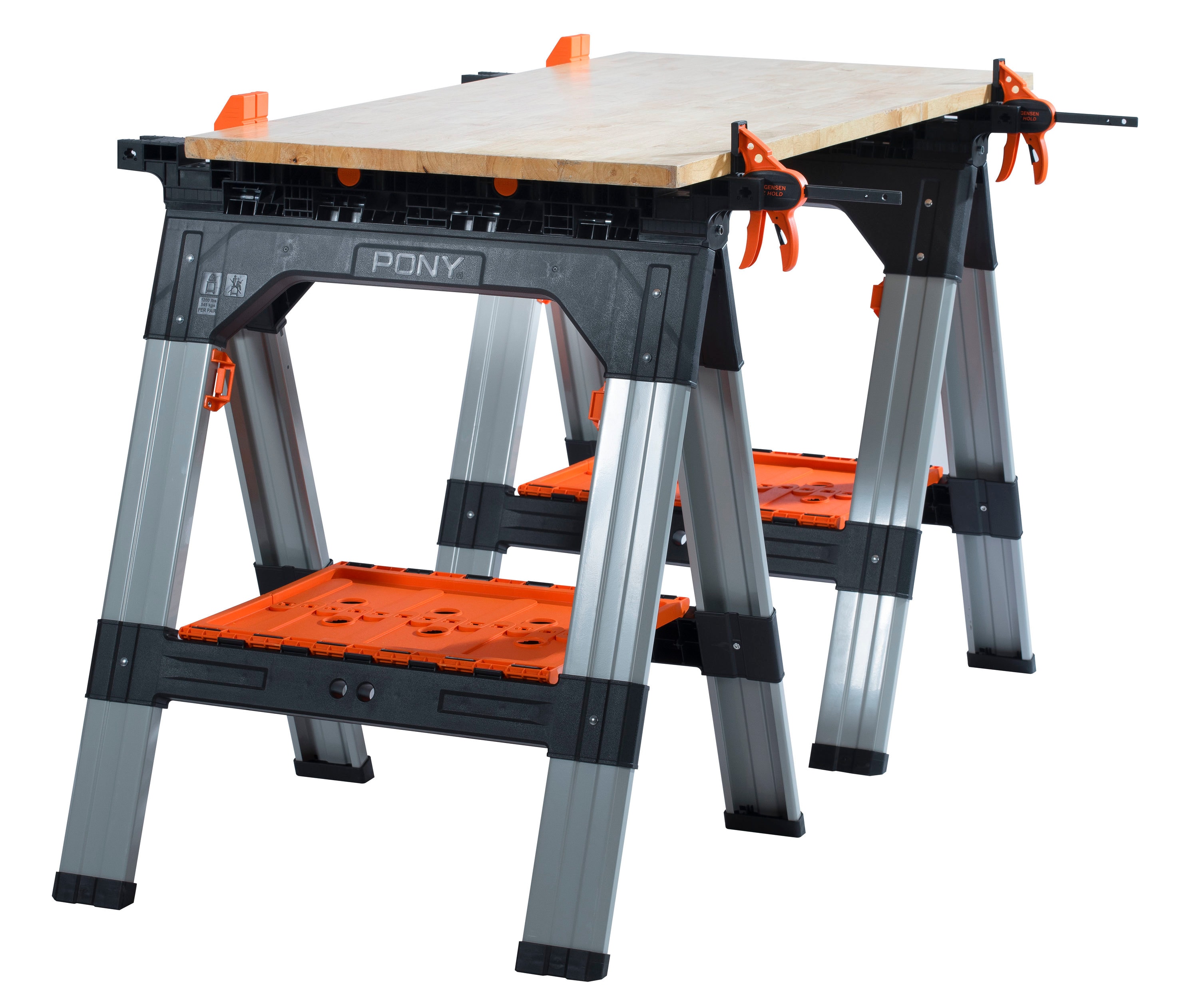 Pony 2-Pack 27-In W X 34.6-In H Steel; Plastic Saw Horse (1200-Lb Capacity)  In The Saw Horses Department At Lowes.Com