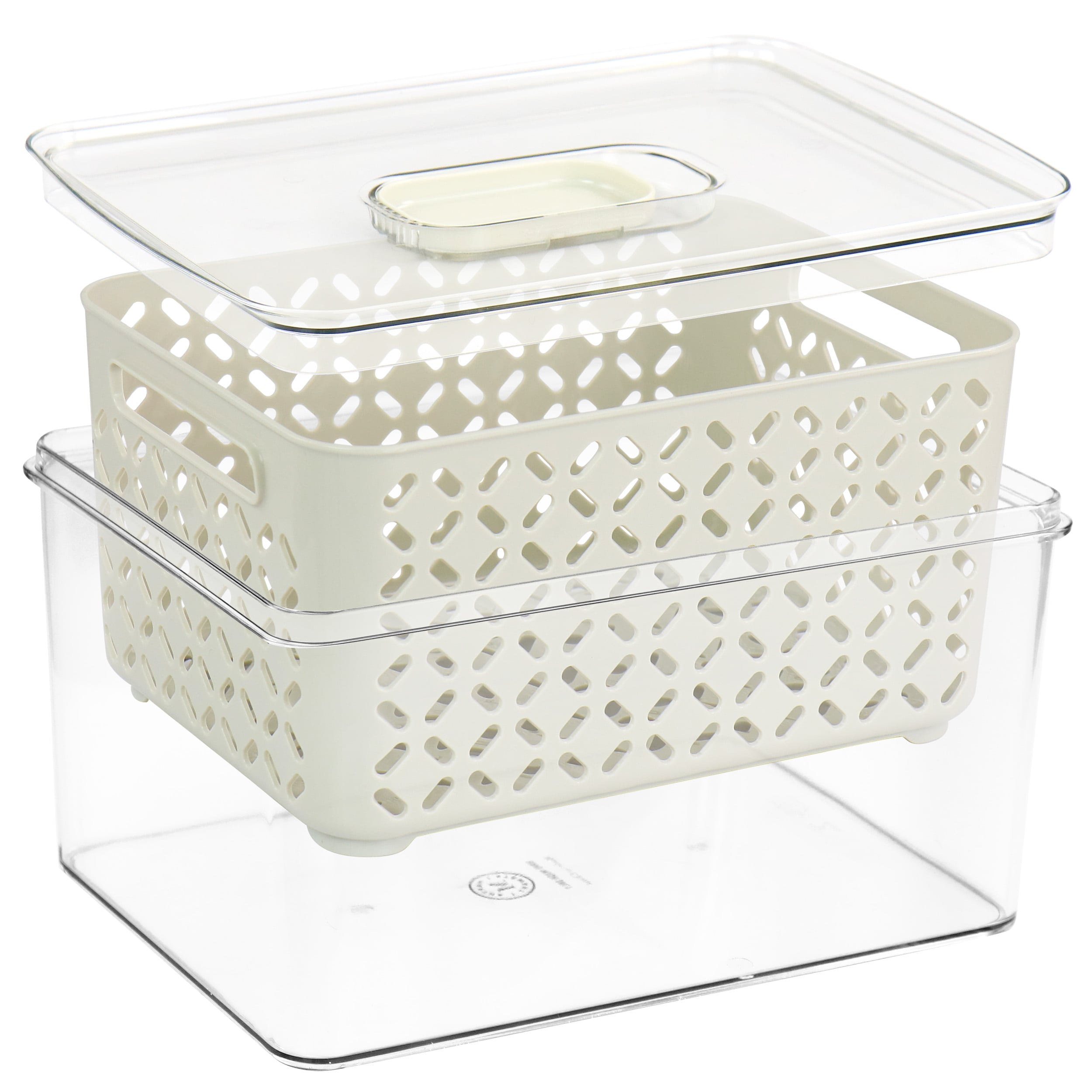 Large White BPA-Free Plastic Food Storage Container with Colander