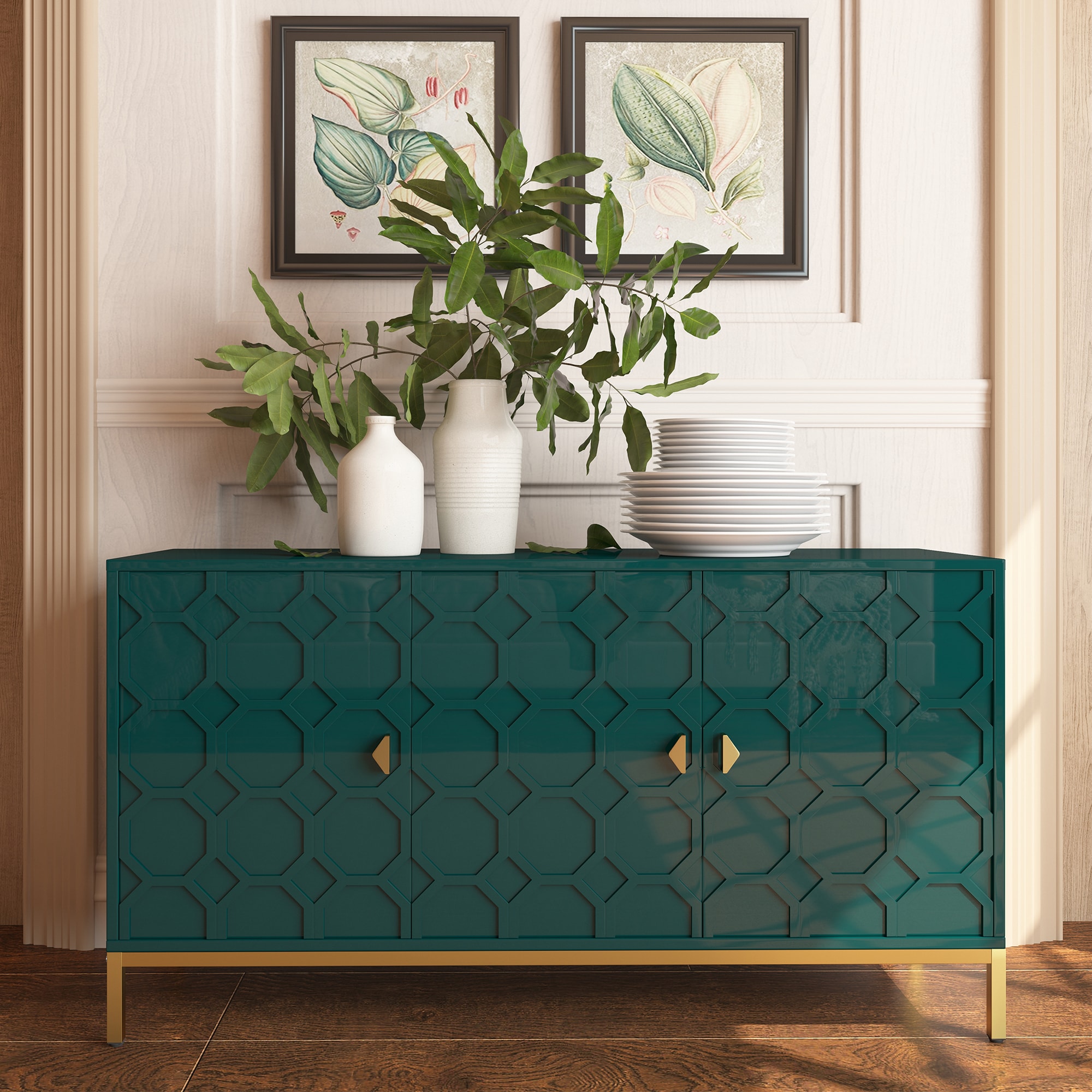 Clihome CL-006-GR-01 15.75-in W x 26.25-in H MDF Green Freestanding Utility Storage Cabinet