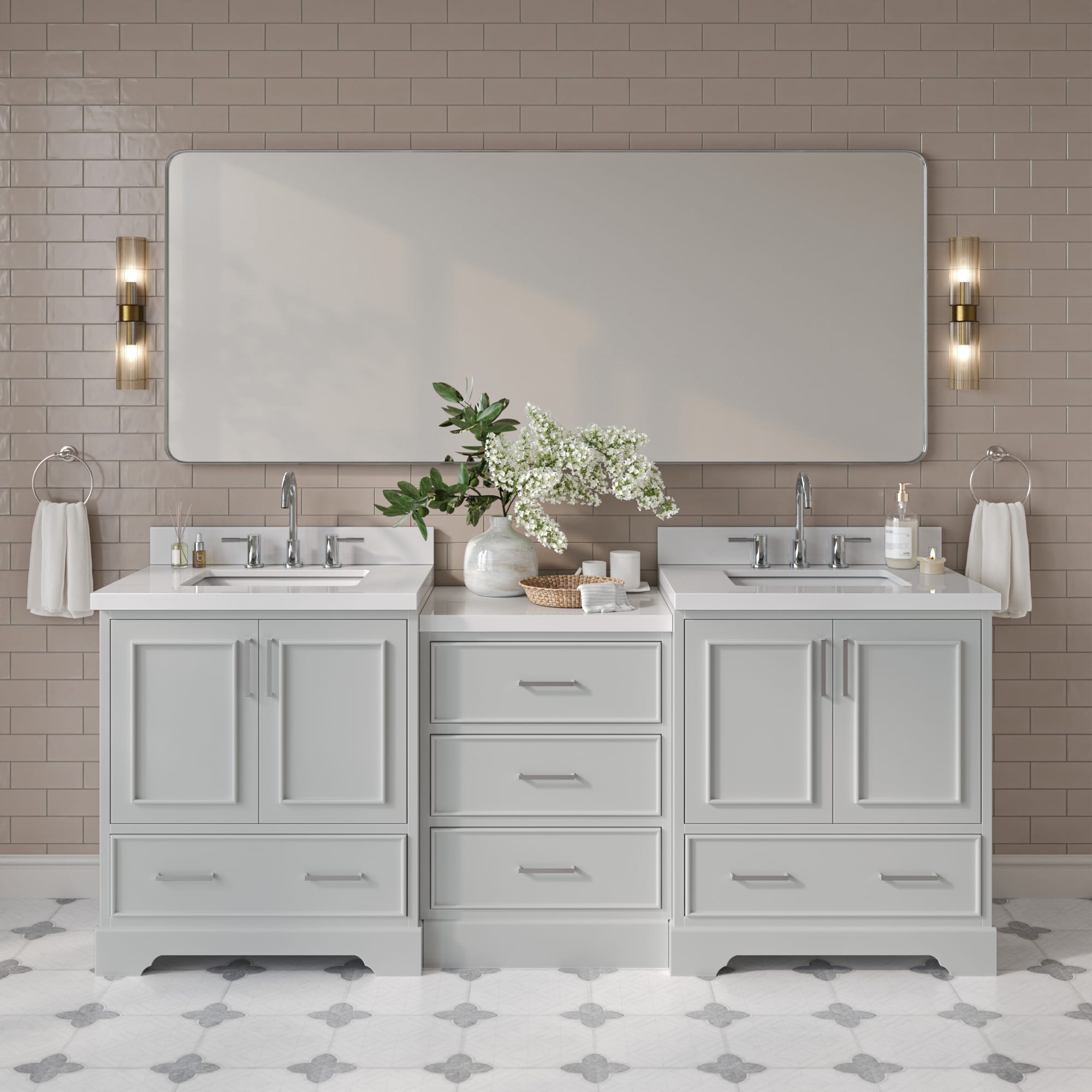 ARIEL Stafford Undermount Single and Double Sink Bathroom Vanity with Marble or Quartz Top