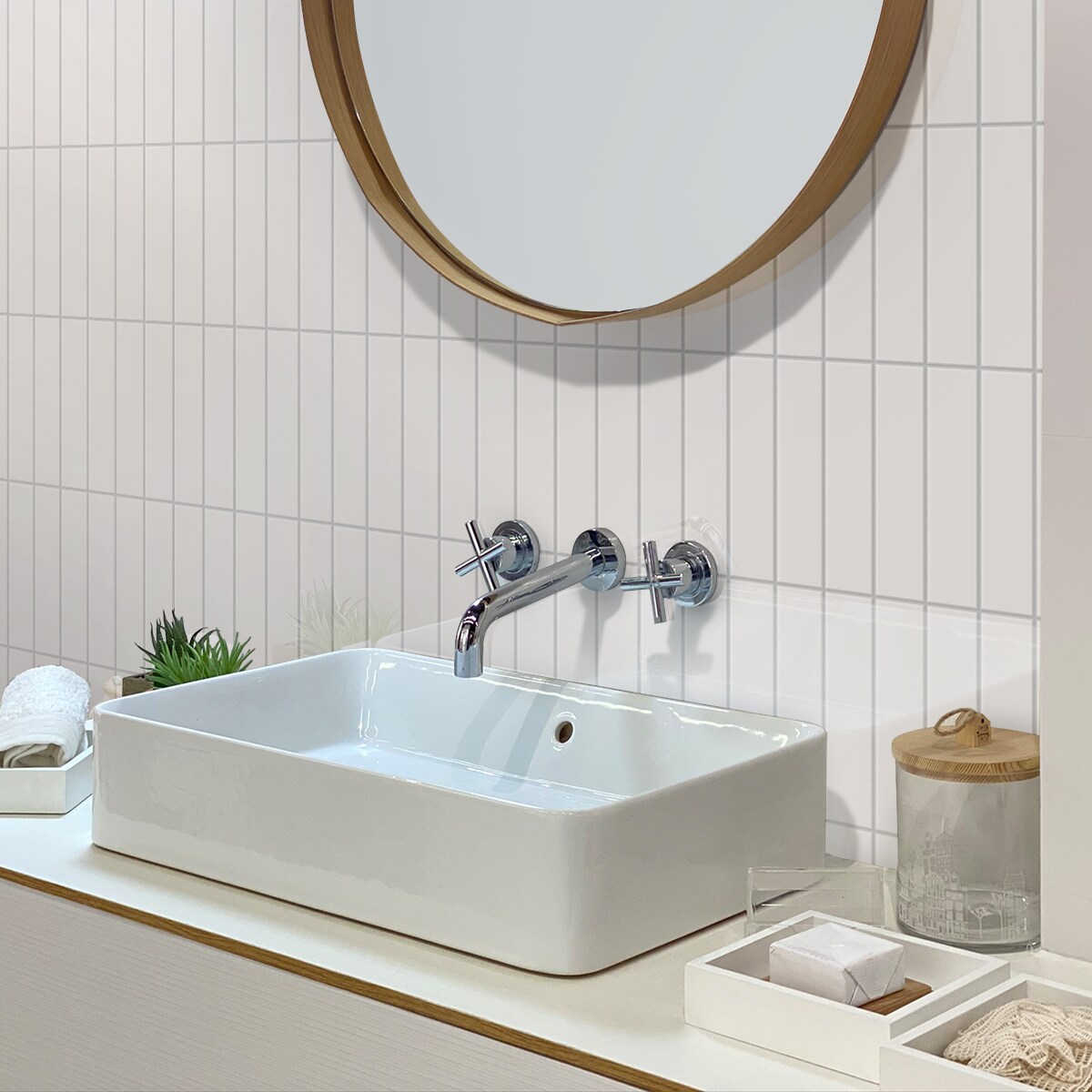 Glossy White Ceramic Subway Wall Tile 1.97'' x 7.87''