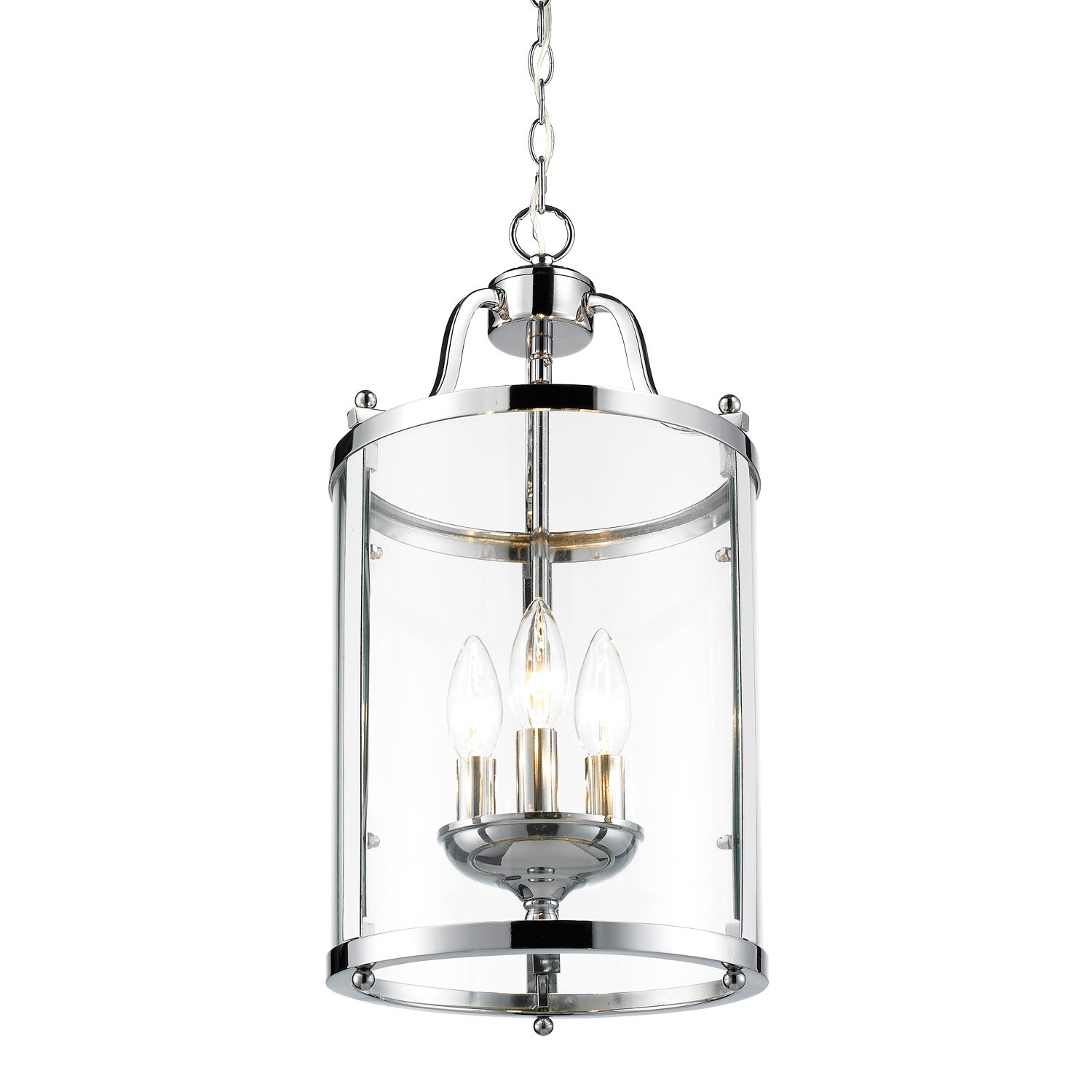Chrome Finish 3-Light Glass Pendant Light