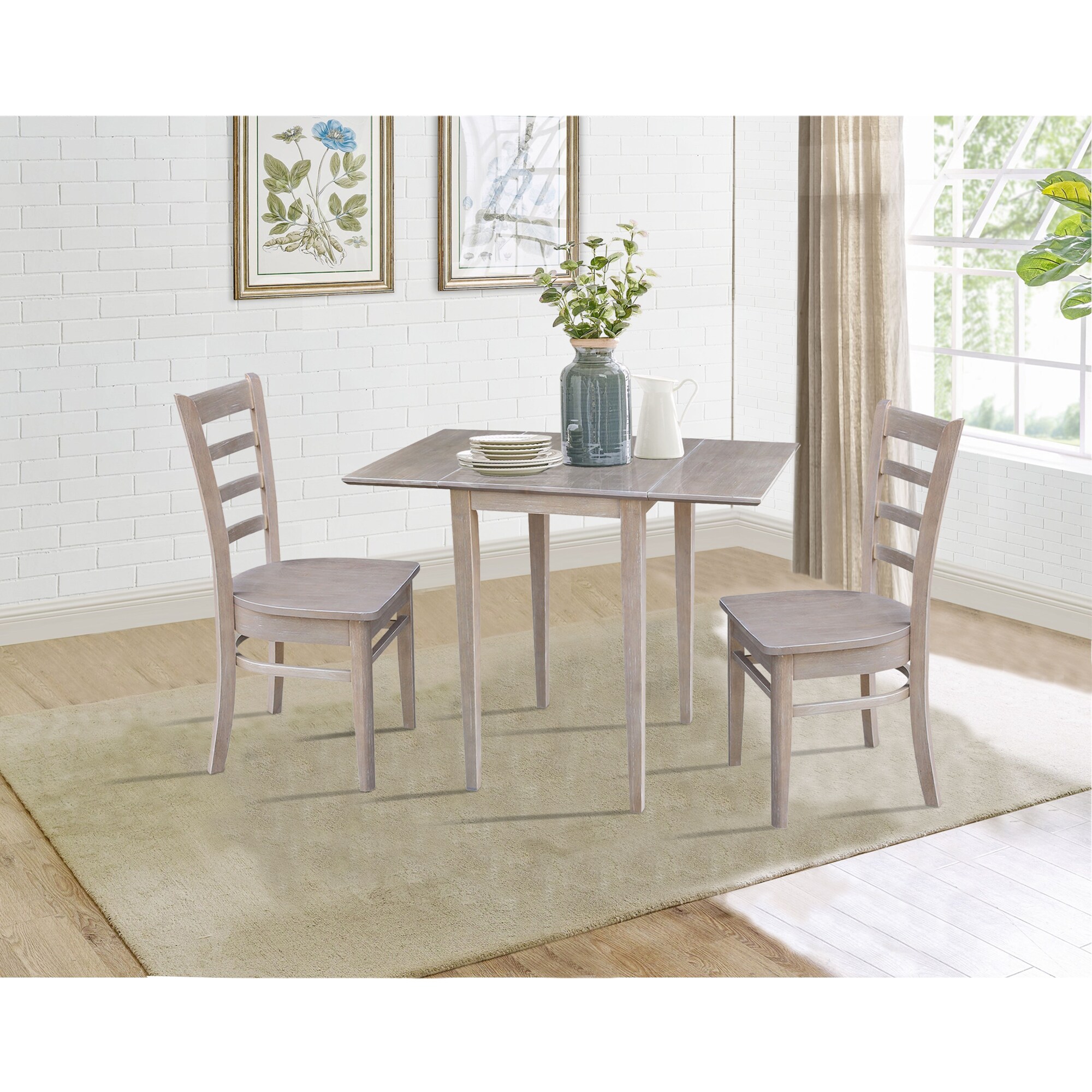 International Concepts Washed Gray Taupe Casual Dining Room Set with ...