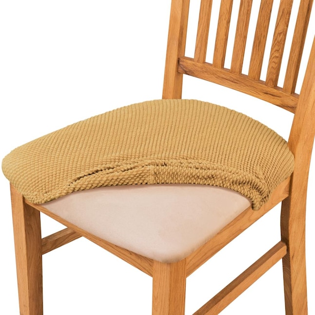 Subrtex Textured Raised Dot Beige, Subrtex Stretch Dining Room Chair Slipcovers 4 Creme Jacquard