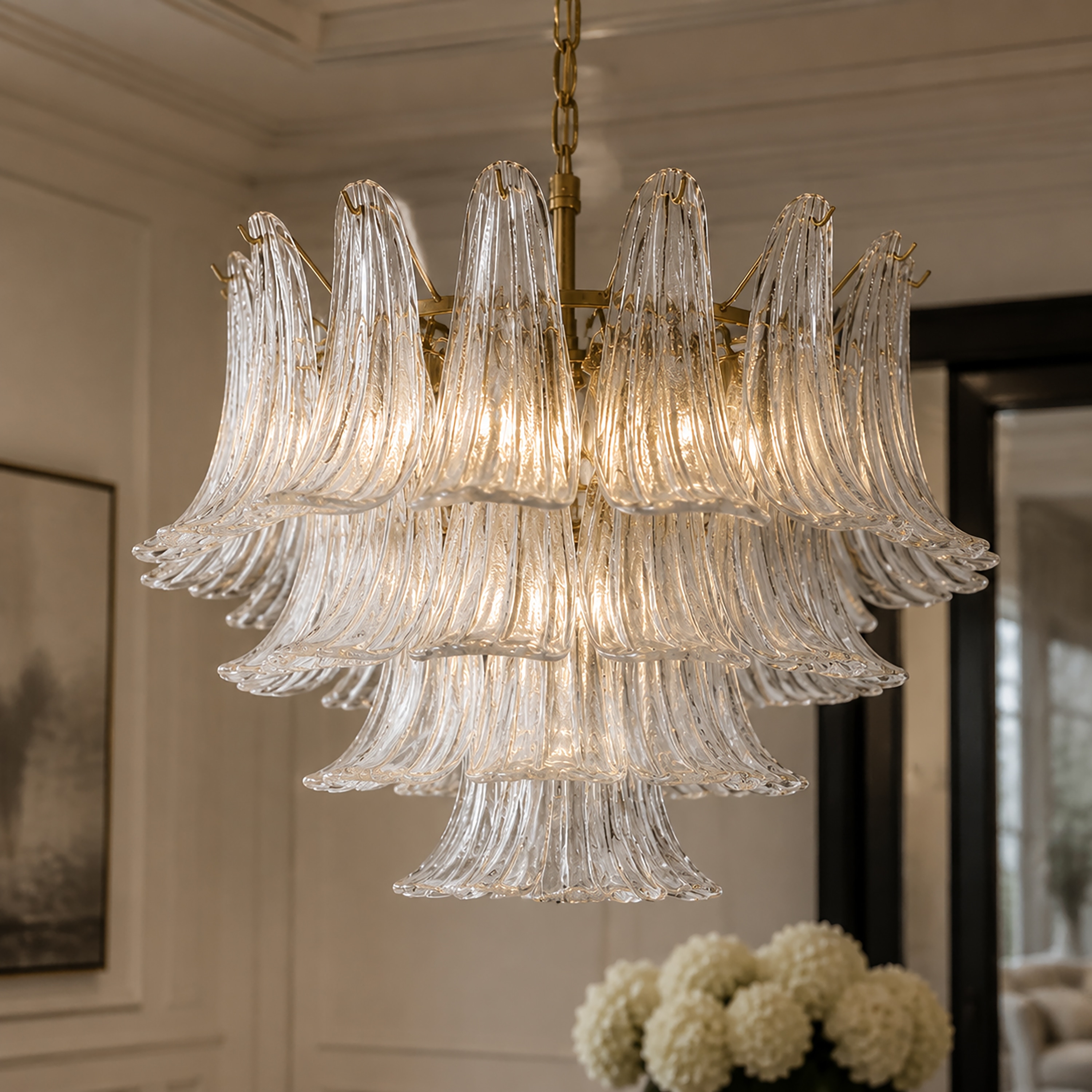 AloaDecor Lighting 4 -Light Antique Bronze Art glass Iron Chandelier