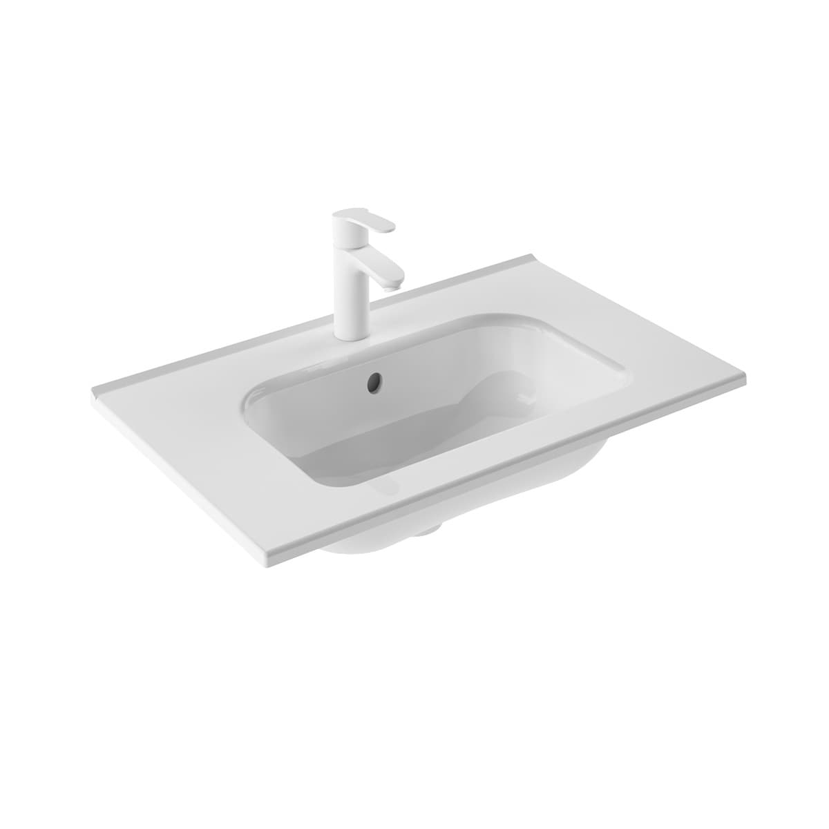 WS Bath Collections SLIM 70 Slim Ceramic Drop-in or undermount Rectangular Modern Glossy White Bathroom Sink ( 28-Inches x 18-Inches )