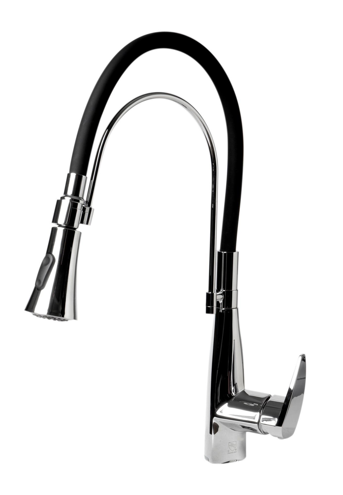 Polished Chrome Pull Down Kitchen Faucet with Black Rubber Stem