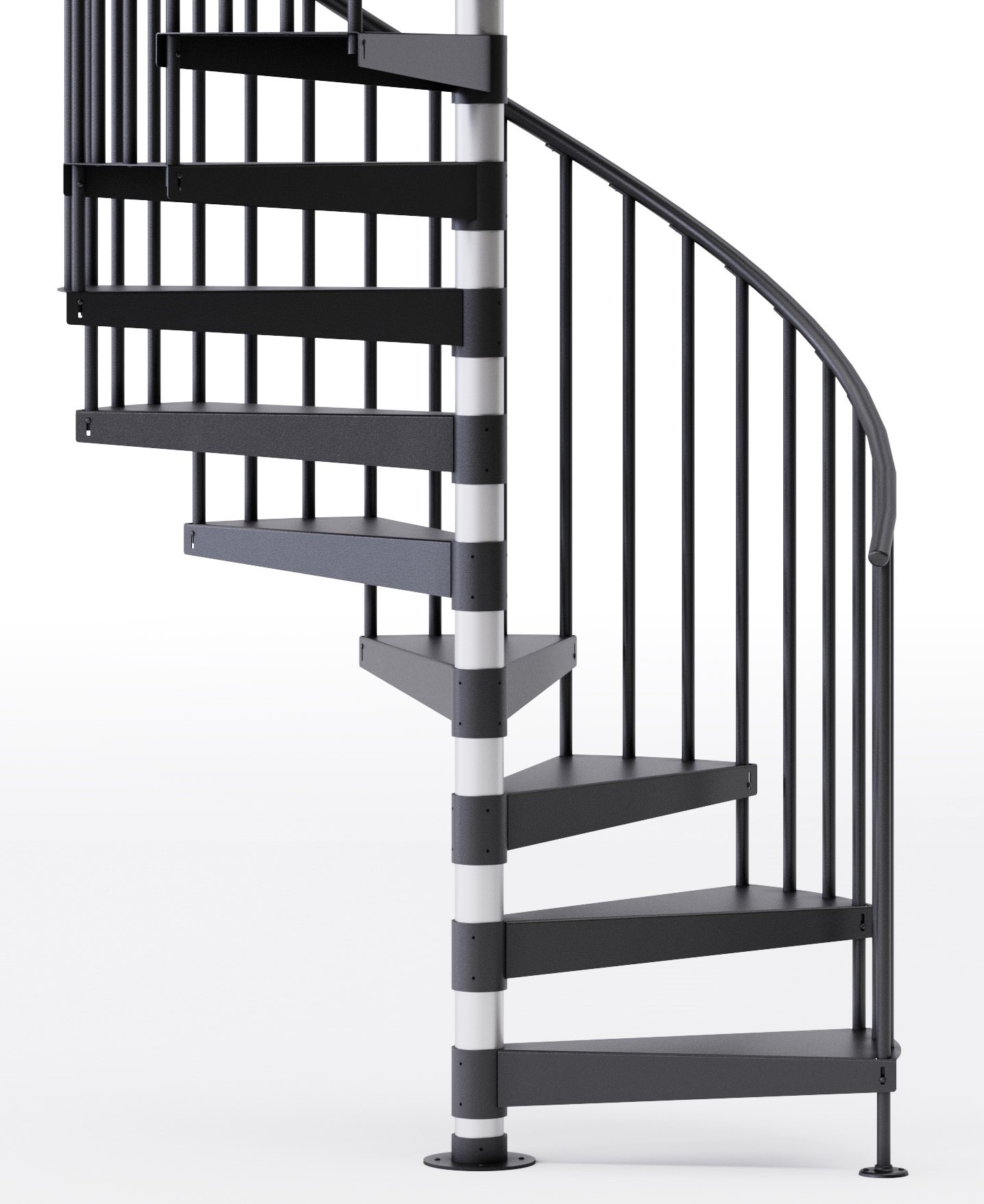 Mylen Stairs Reroute 60-in x 11.875-ft 2 Platform Rails Black Spiral  Staircase Kit, Fits Height: 127.5-in to 142.5-in (14 treads)