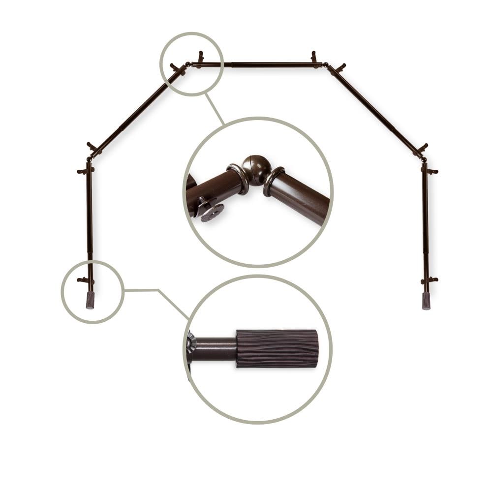 Hart & Harlow L5BAY-97-7 Olly 13/16-in 5-sided 28-in to 48-in Cocoa Steel Bay window curtain rod with Finials