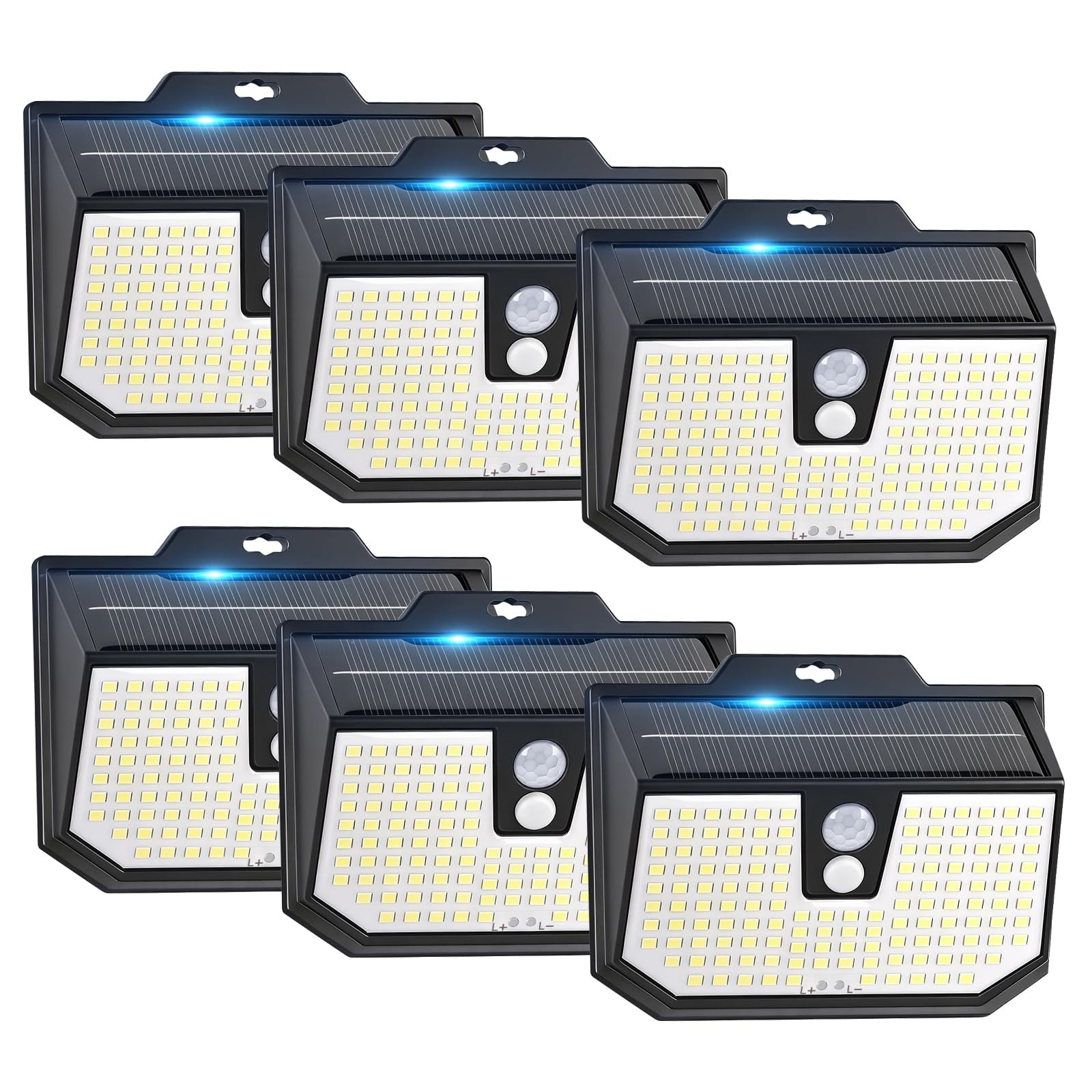 Vrbgify  6 Pack Motion Sensor Solar Lights Outdoor Waterproof 132 LED 5000K 270 Degree Wide Angle 3 Modes Security Wall Light for Yard Pathway Garden Deck