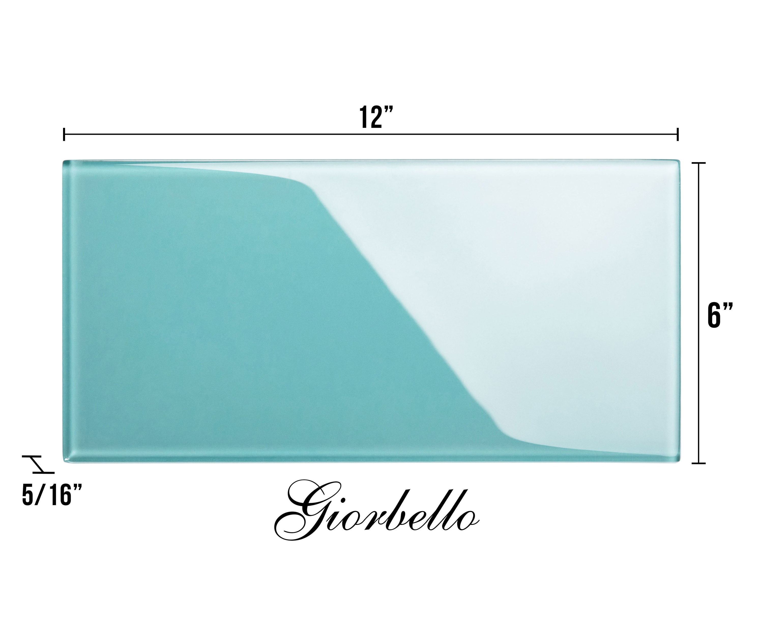 Giorbello Sample 6x12 Glass Subway Tiles Teal 6 In X 12 In Glossy   49818744 