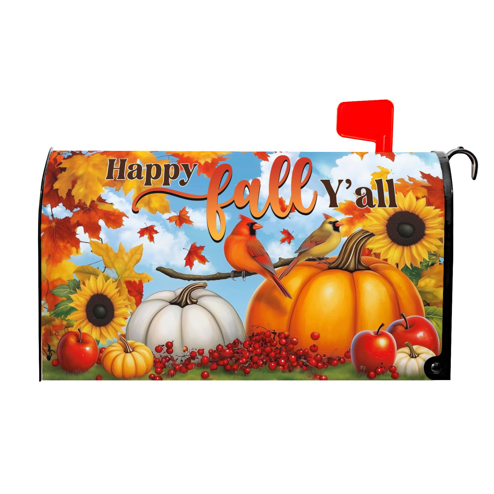 KHKFY  Autumn Pumpkin Mailbox Covers Magnetic Standard Size Twenty Five Point Five by Twenty One Inch Happy Fall Yall Thanksgiving Holiday