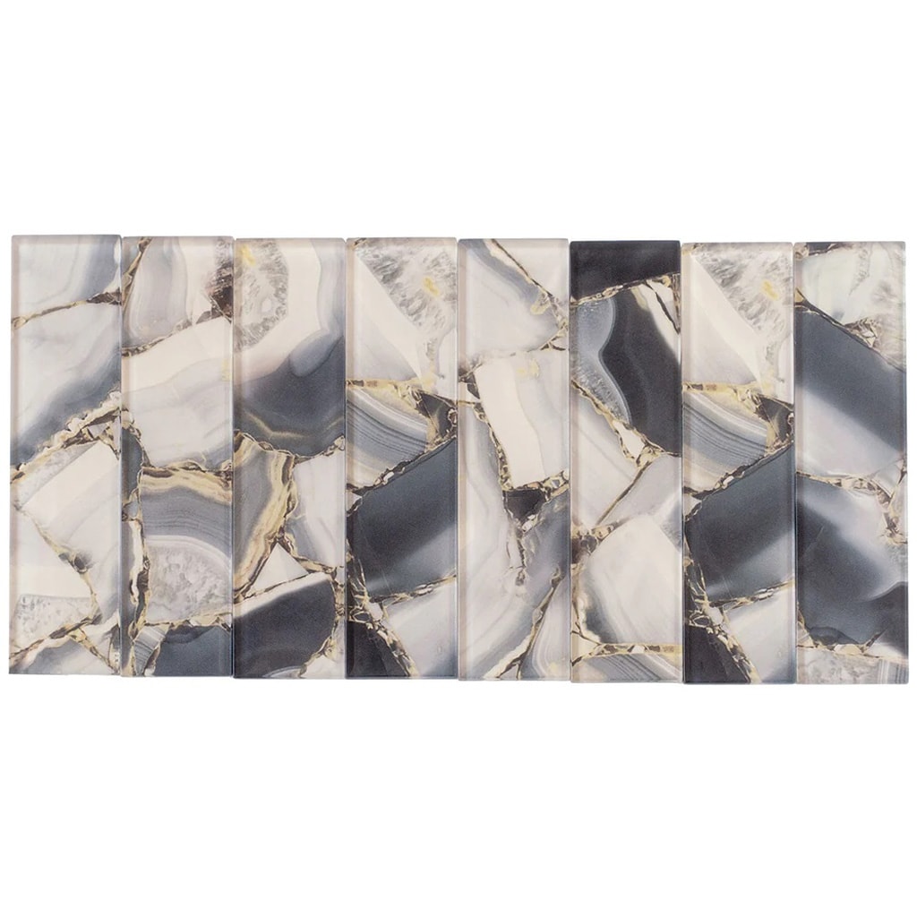 Carnelian 3" x 12" Glossy Gray Glass Subway Tile