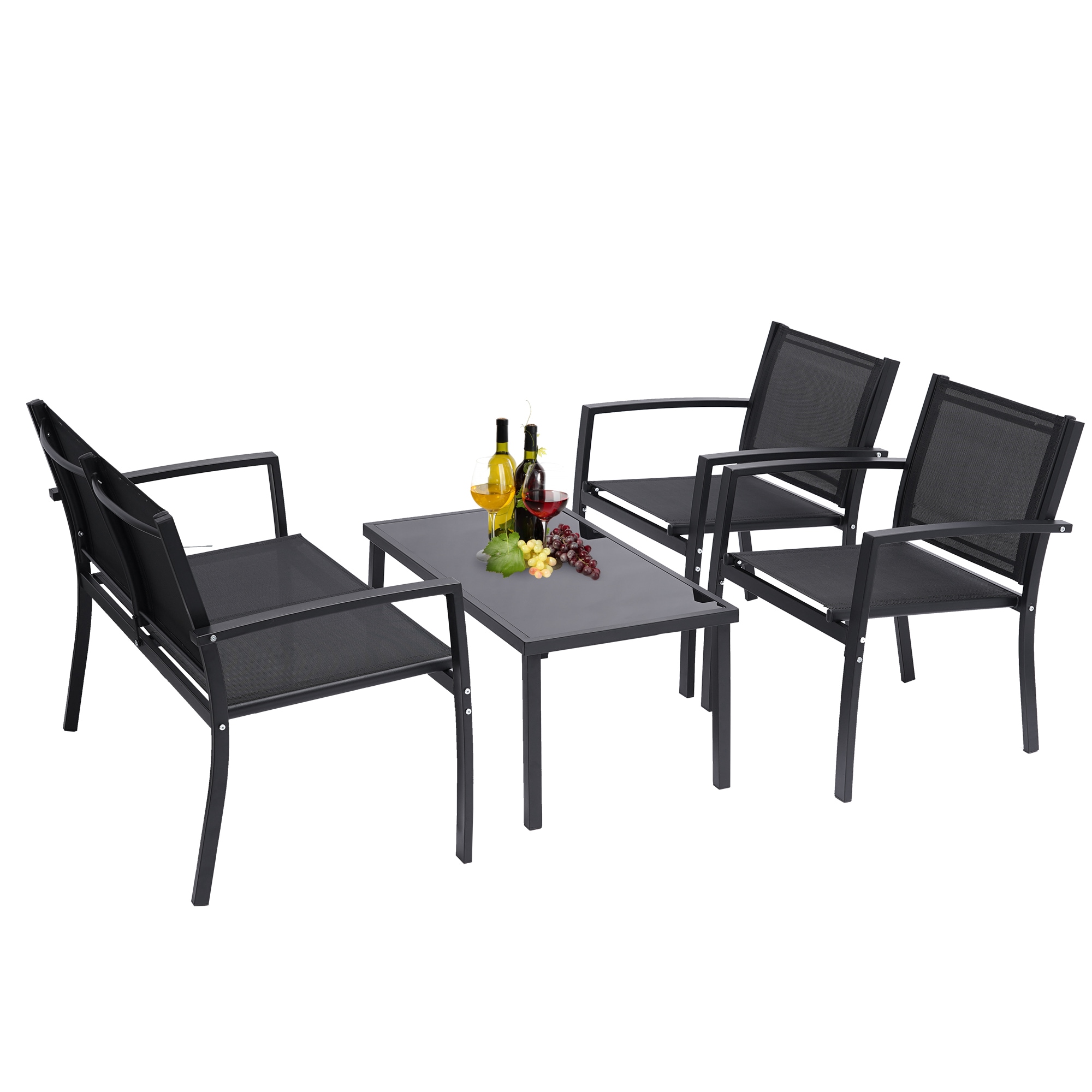 CASAINC BY-W41923226 4 -Piece Patio Conversation Set with Black