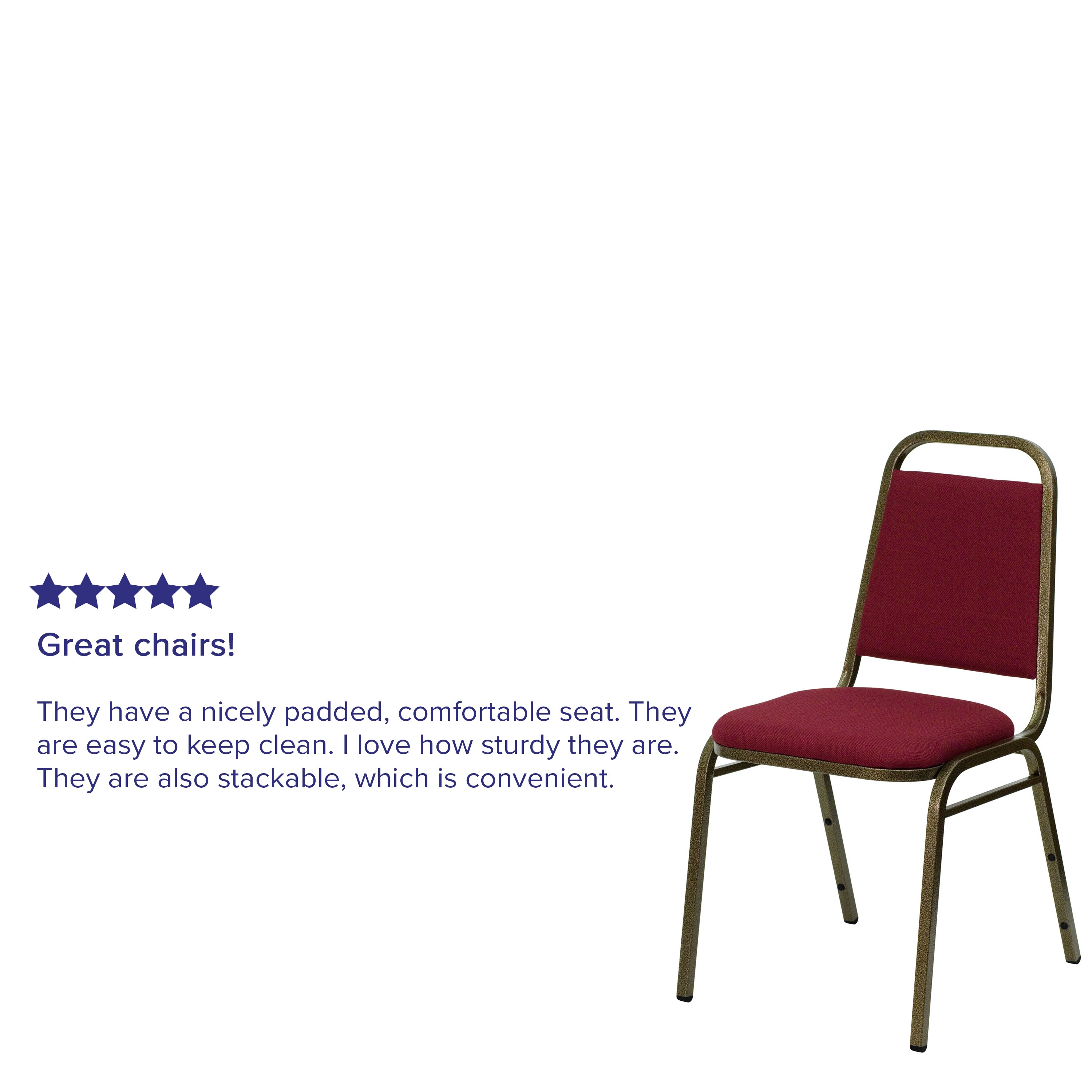Burgundy Fabric and Gold Steel Stacking Banquet Chair