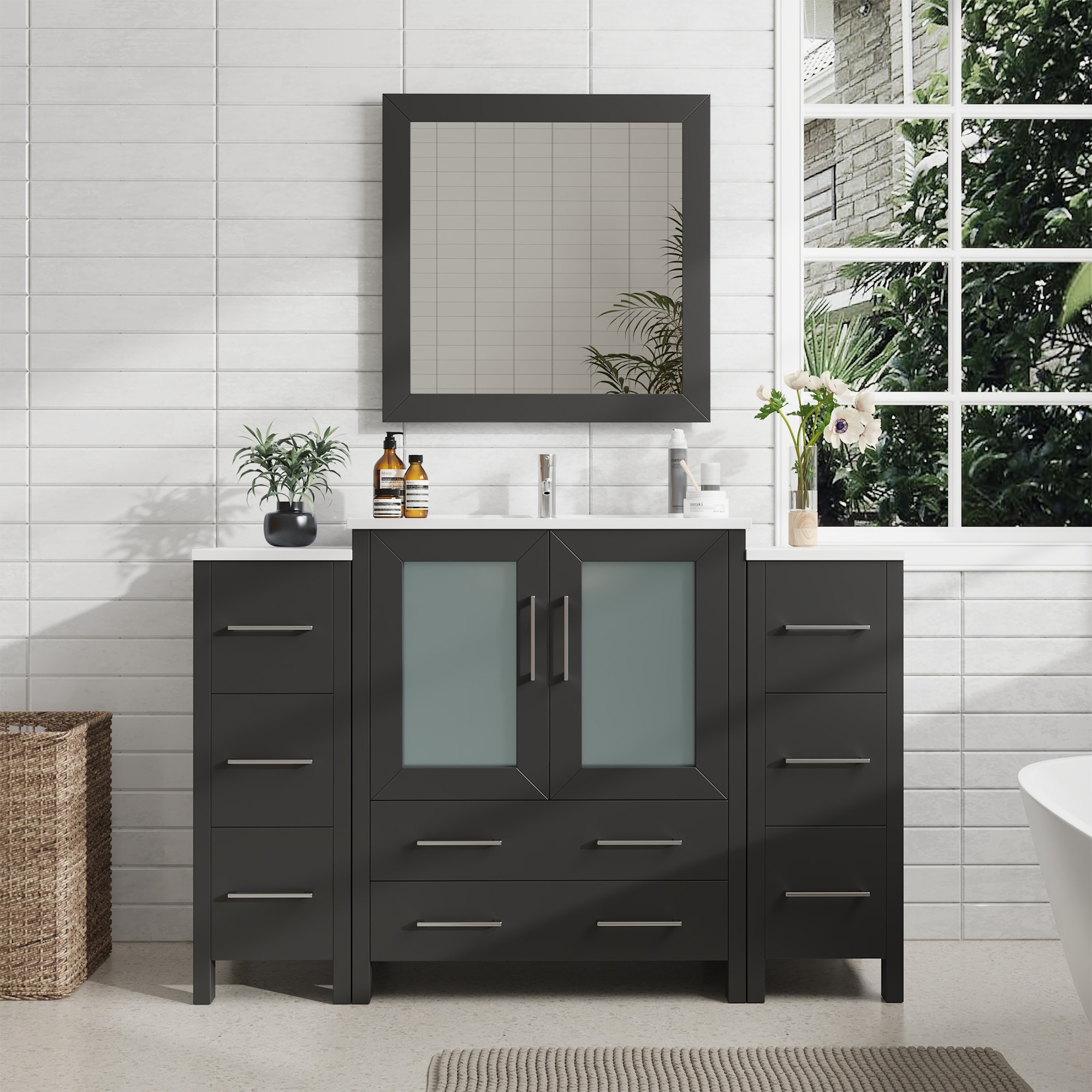 Vanity Art VA3030-54E Brescia 54-in Espresso Undermount Single sink Bathroom Vanity with White Ceramic Top (Mirror Included)