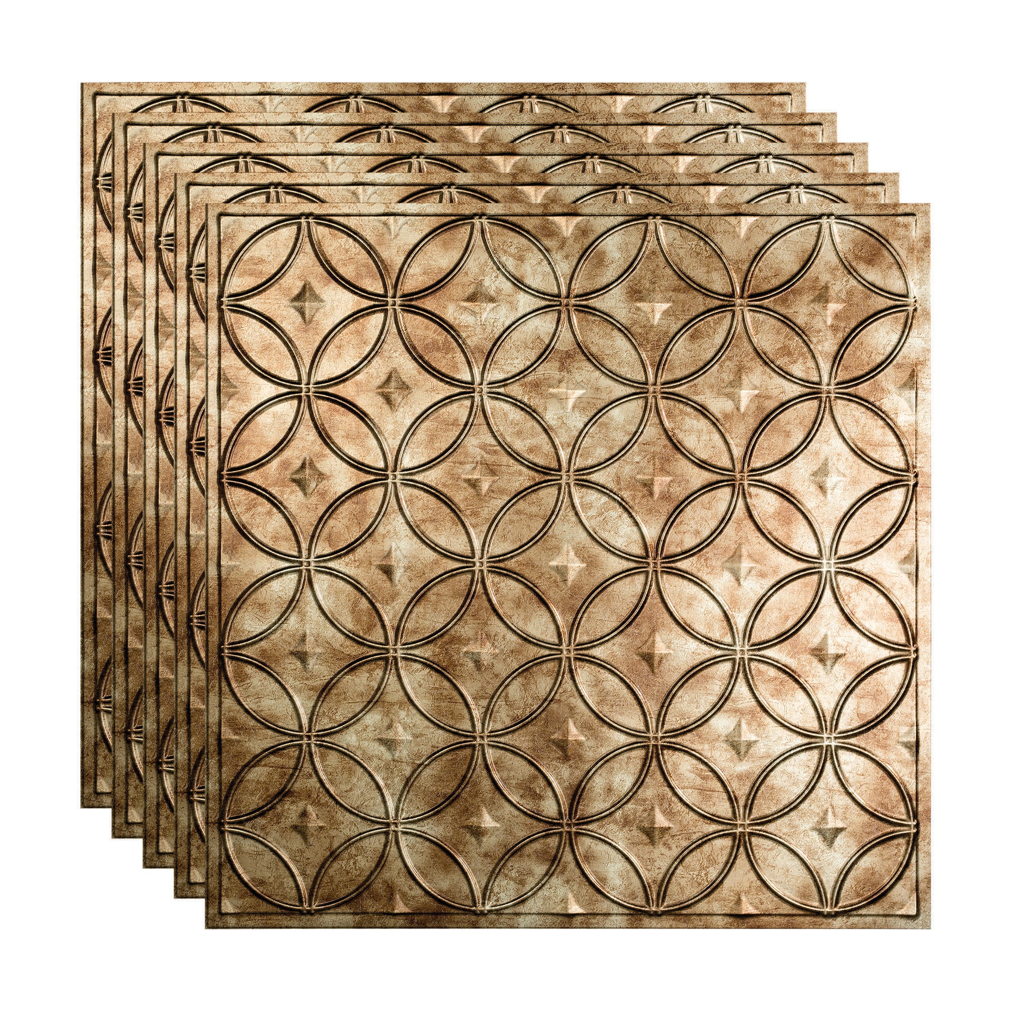 Fasade PL8217 2-ft x 2-ft Rings Bermuda Bronze PVC Drop Ceiling Tile ( 5 -Pack, 20-Sq. Feet / Case )