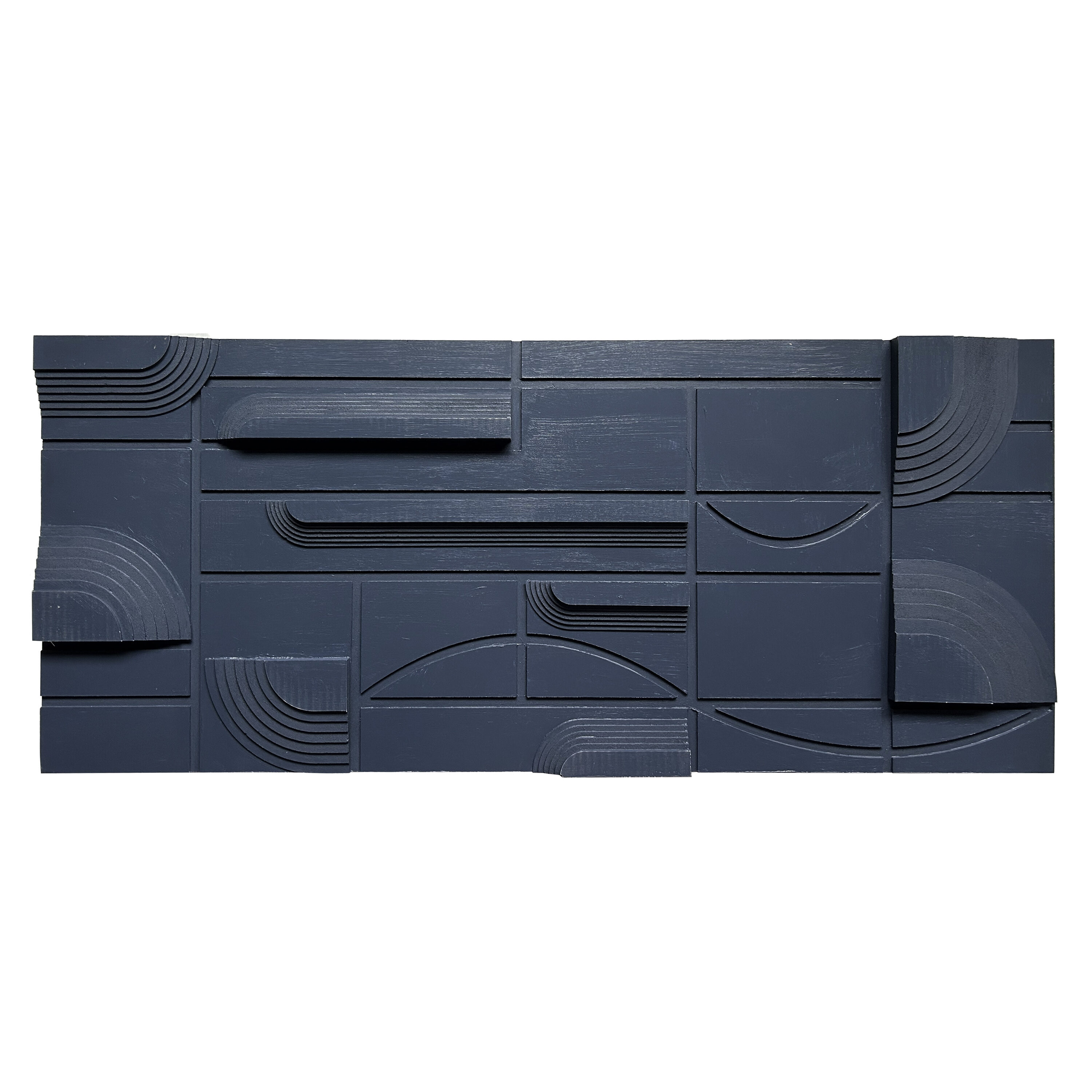 Blue Geometric Abstract Canvas Wall Art, 19"x45"