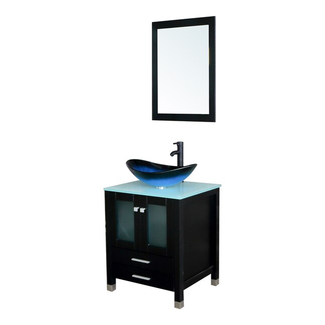 Single Sink Bathroom Vanity, 24 Inch Wood Vanity With Vessel Sink