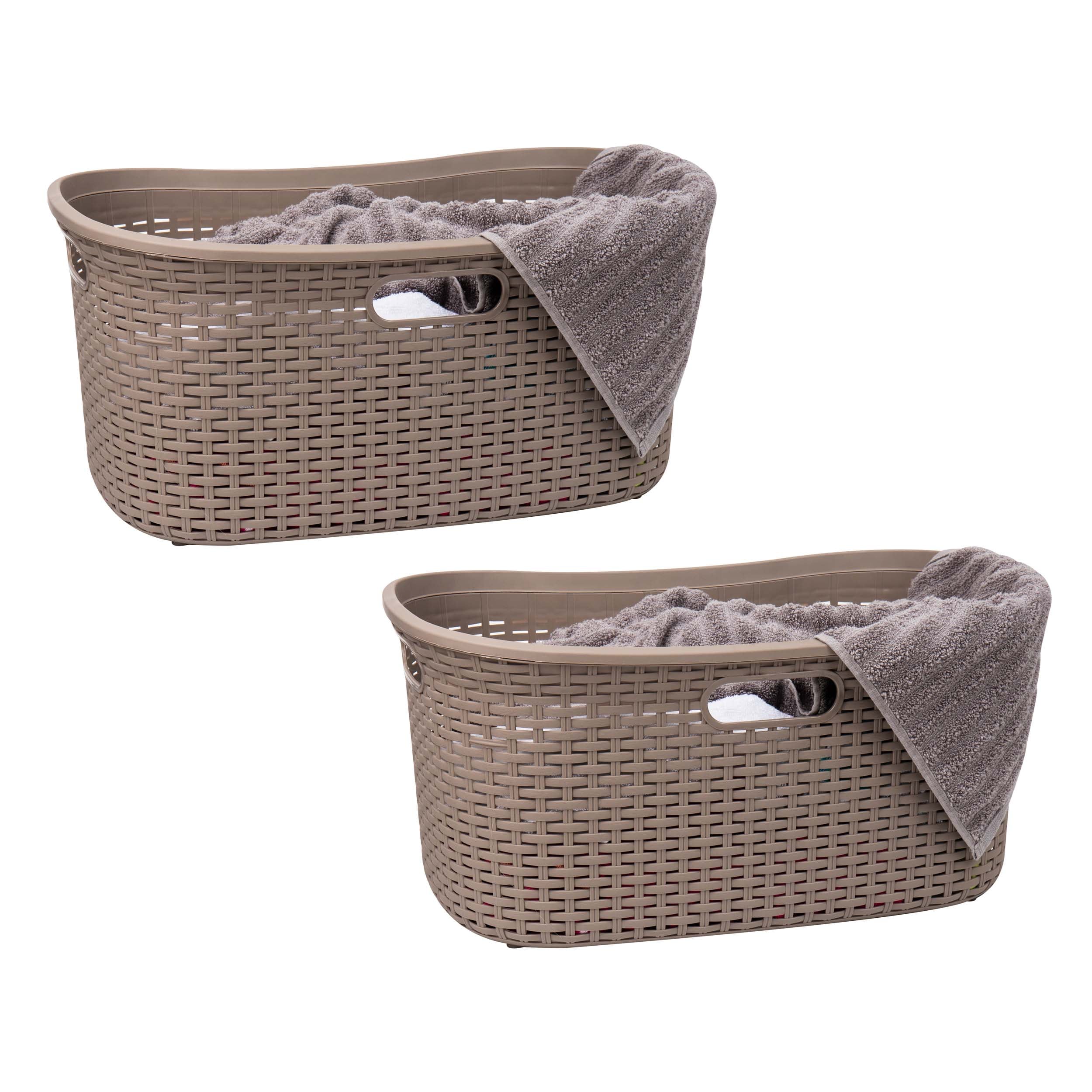 Mind Reader 40LBASK2PK-BRNM 40-Liter Bronze Plastic Laundry Basket