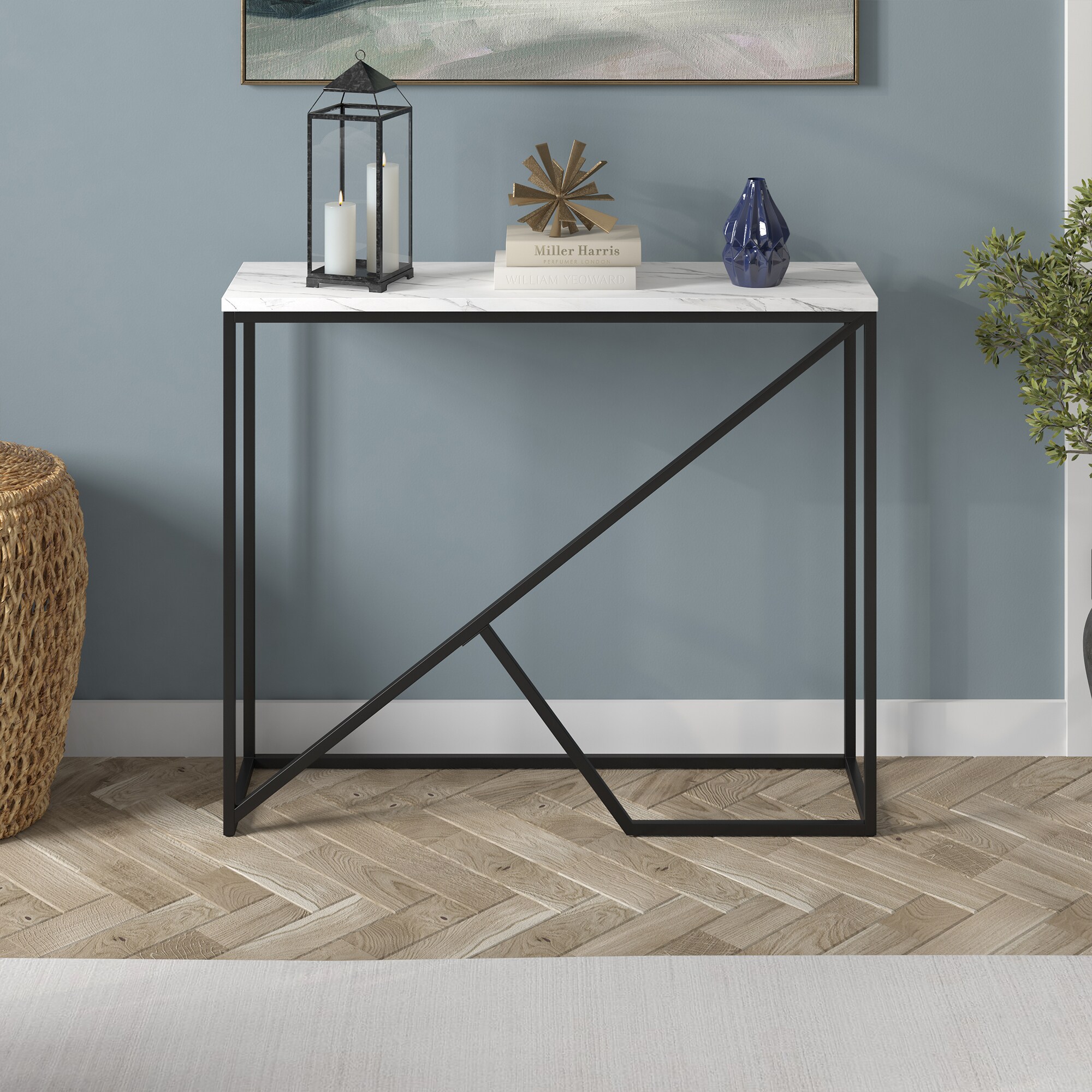 Hailey Home Stella Modern Blackened Bronze/Faux Marble Console Table ...