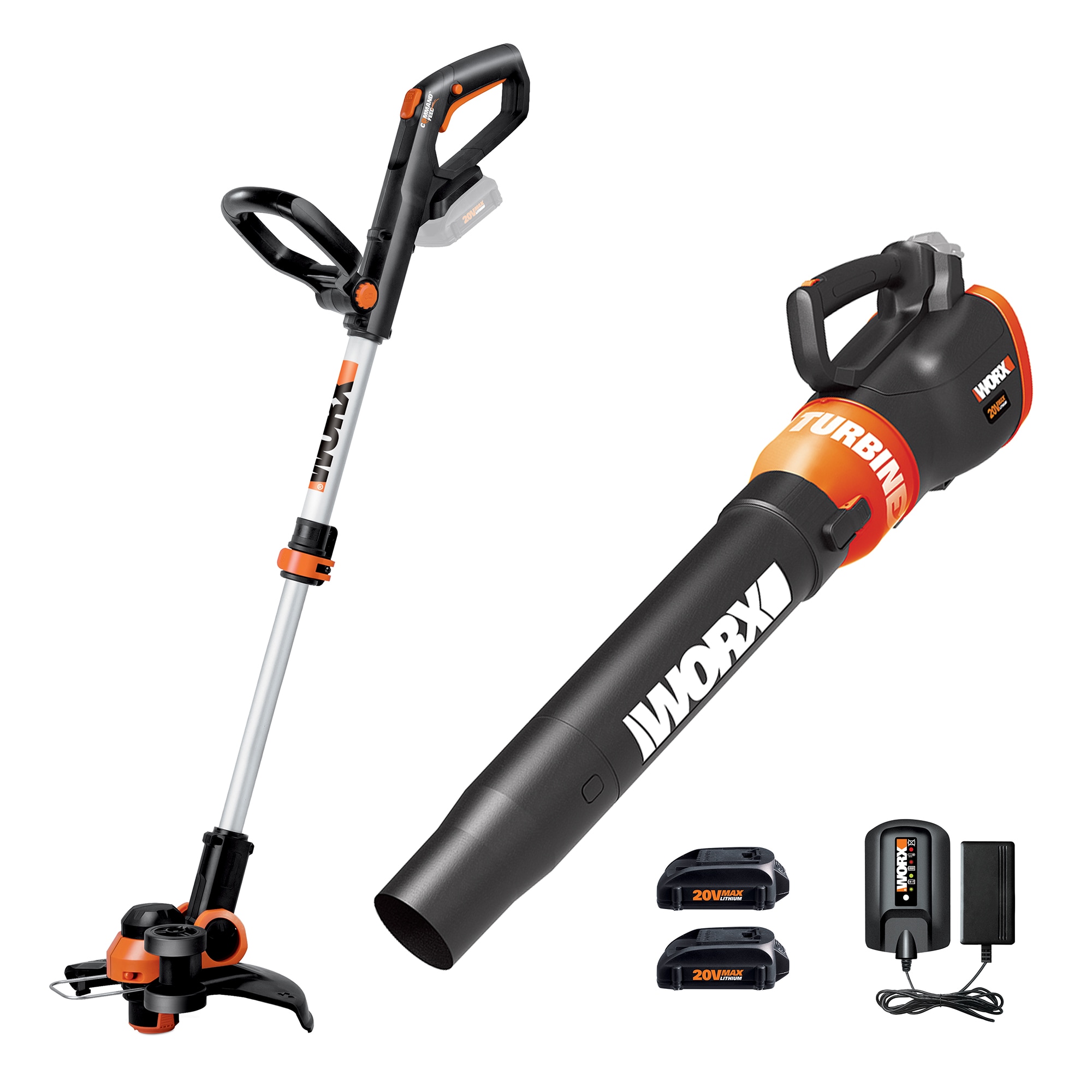 WORX 20-volt Max Cordless String Trimmer and Leaf Blower Combo Kit