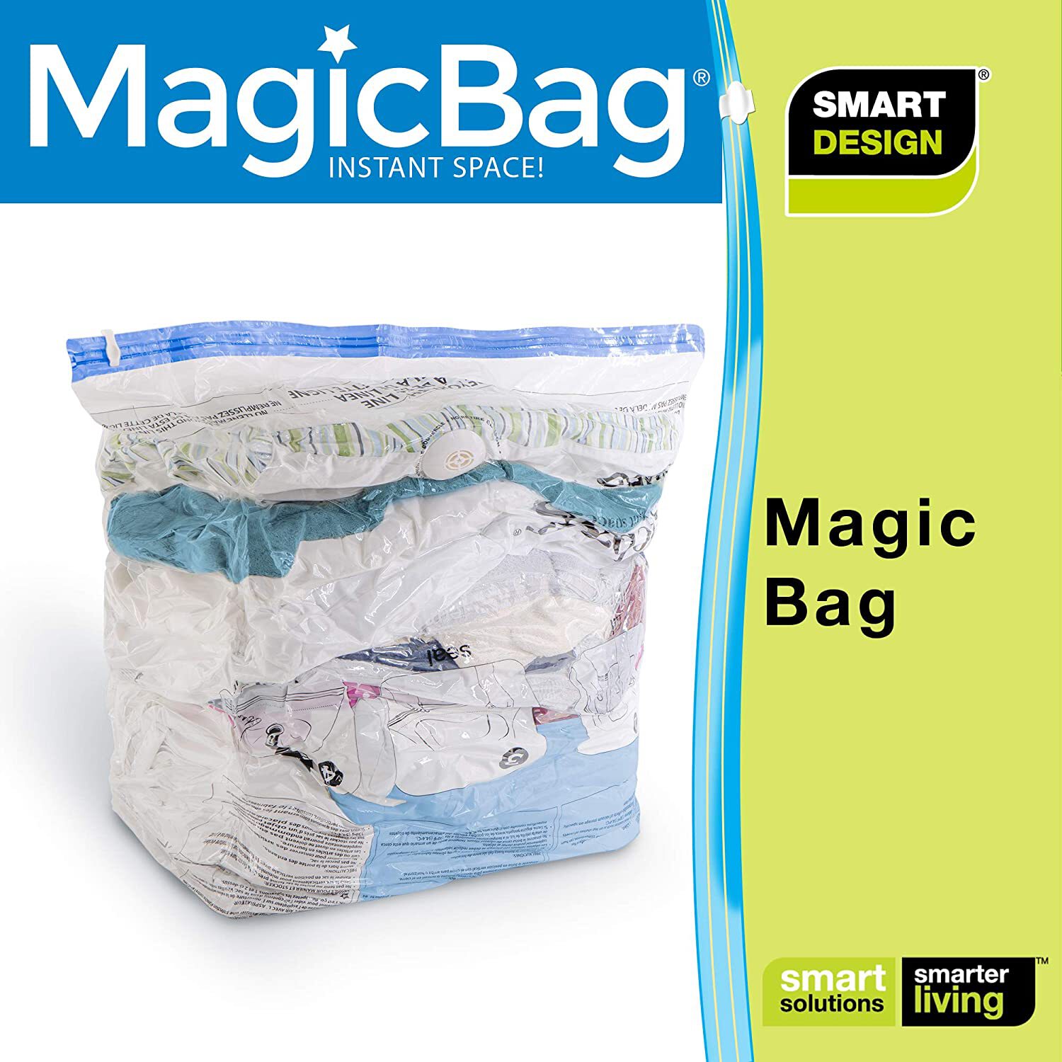 Smart Design Magic Bag Instant Space Saver XL Cubes 4-Pack Clear