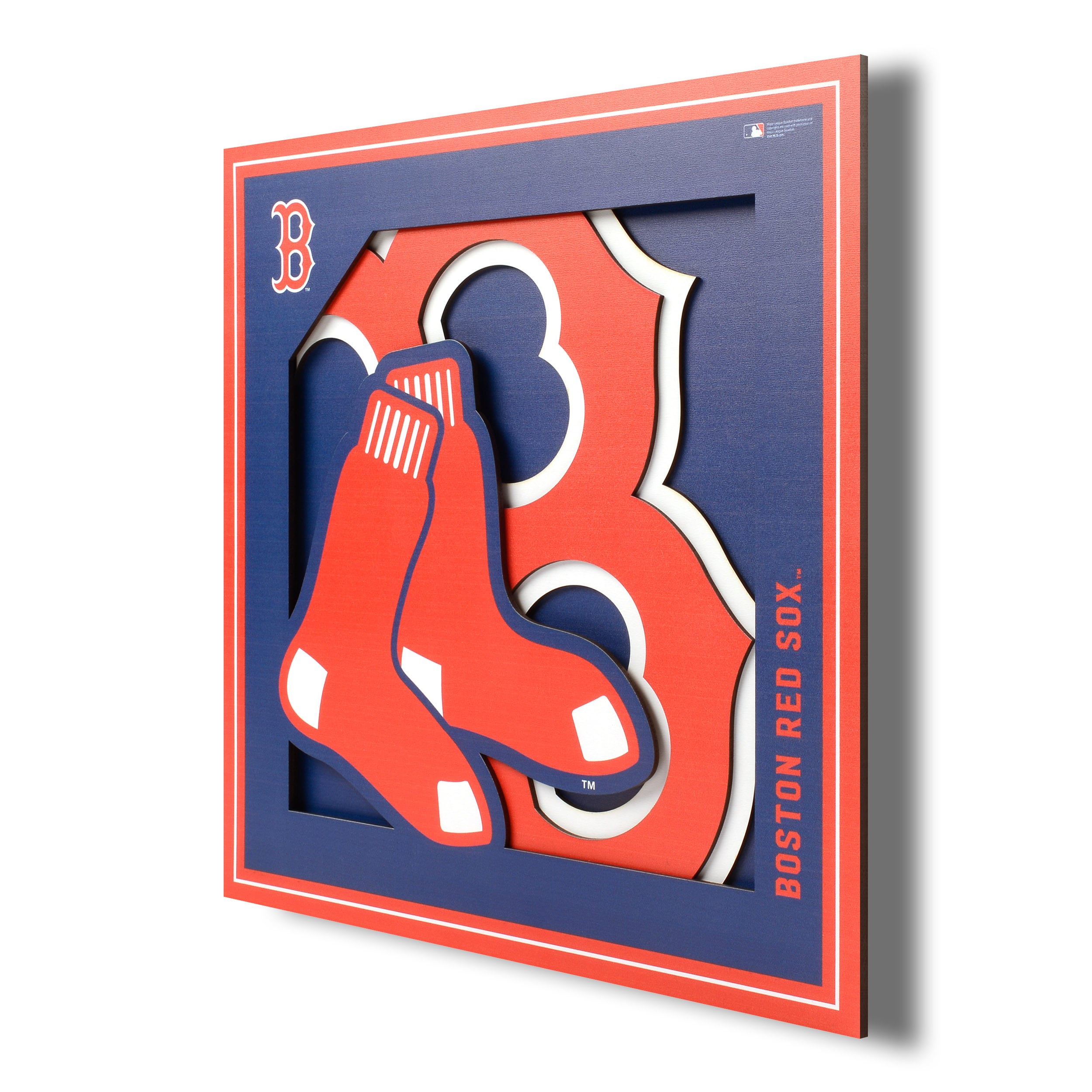 Boston Red Sox 3D Logo Series Wall Art-12X12 YouTheFan