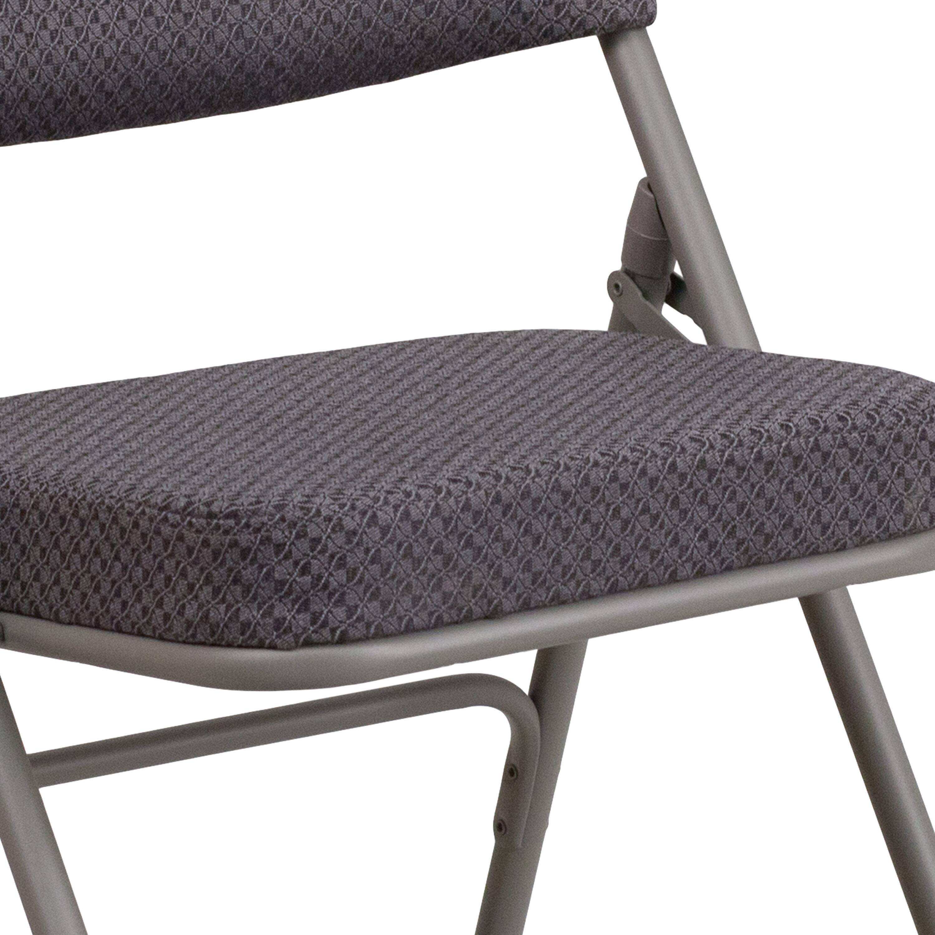Ultra-Padded Gray Fabric Metal Folding Chair Set