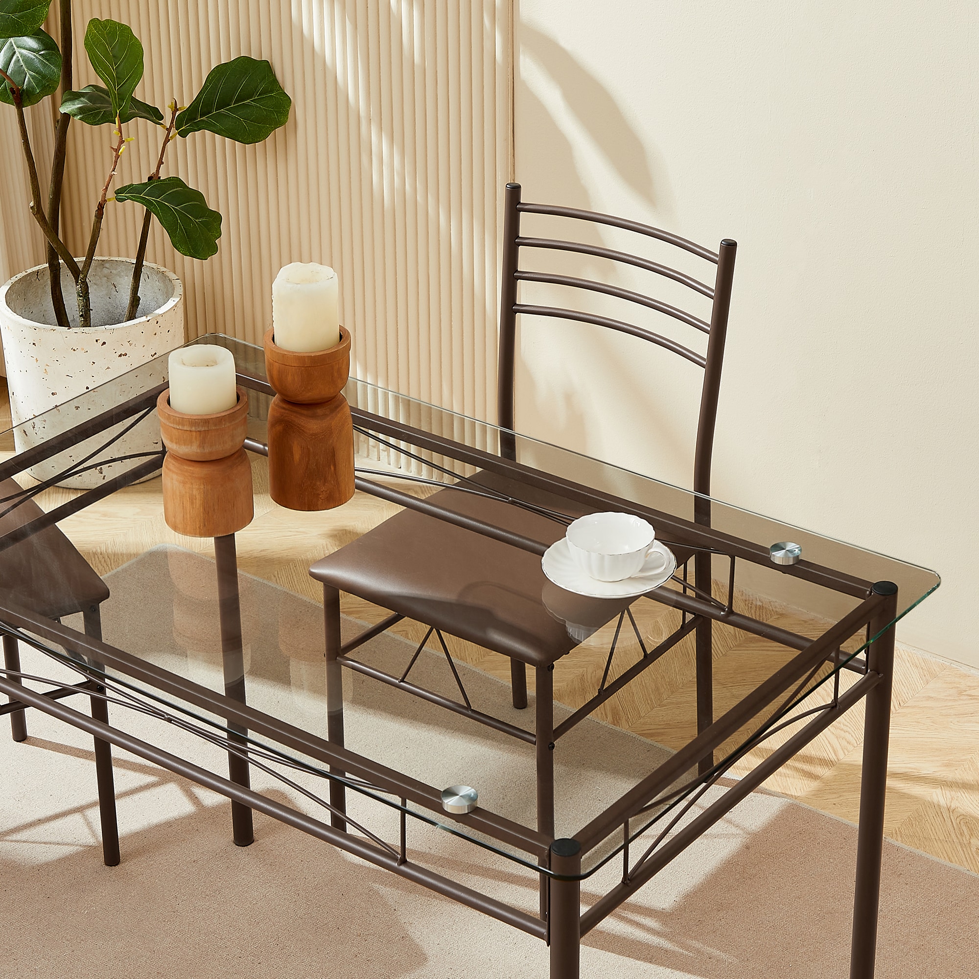 Vecelo LOE-XJM-TC01-BRN Dining-Sets - View #7