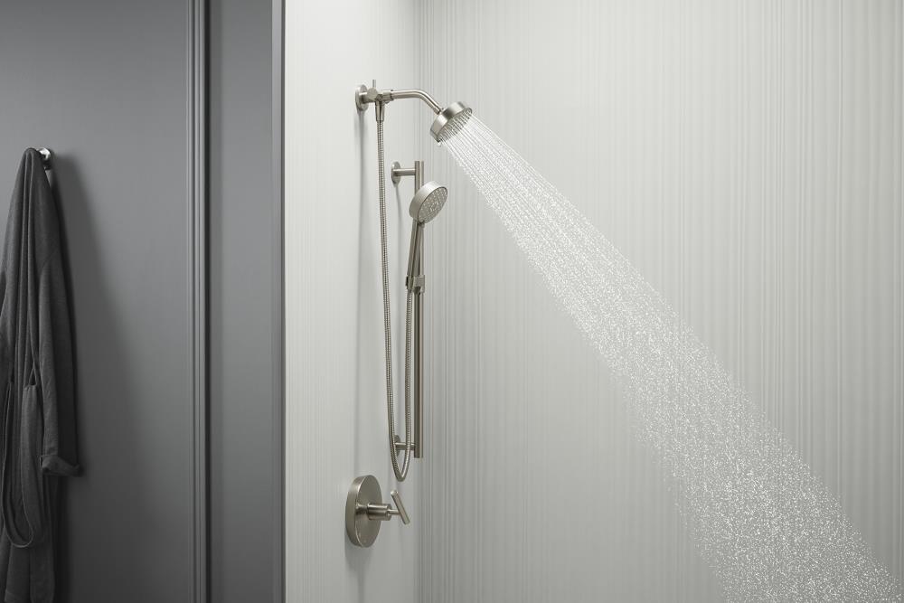 Vibrant Brushed Nickel Multifunction Wall-Mounted Showerhead