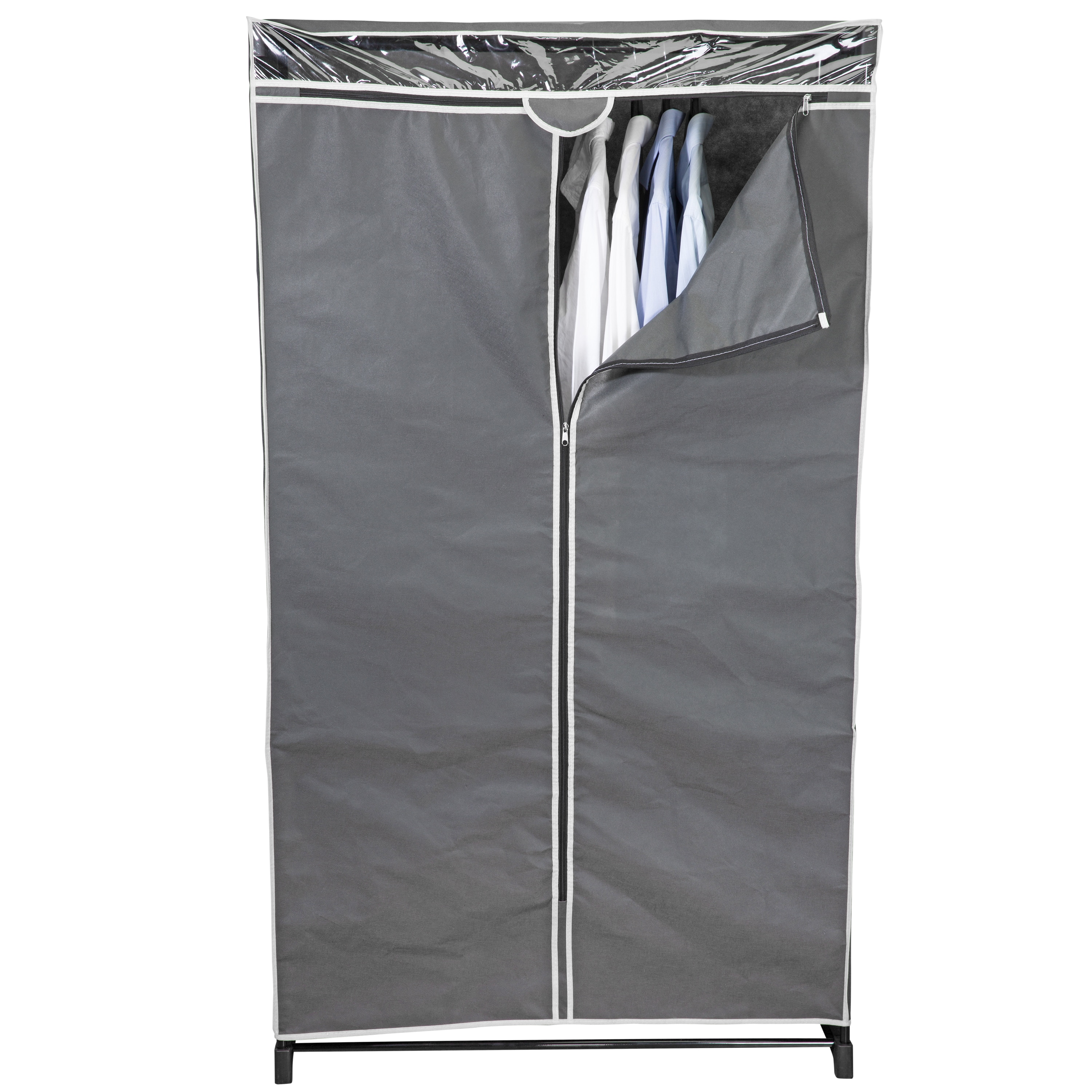 Simplify Gray Steel Freestanding Clothing Rack with Breathable Cover ...