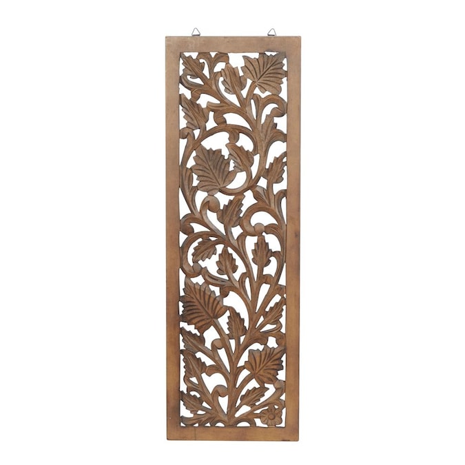Grayson Lane Traditional Hand Carved Wood Wall Decor With Frame 36 In X 12 Brown The Accents Department At Com - Carved Wood Wall Art Canada