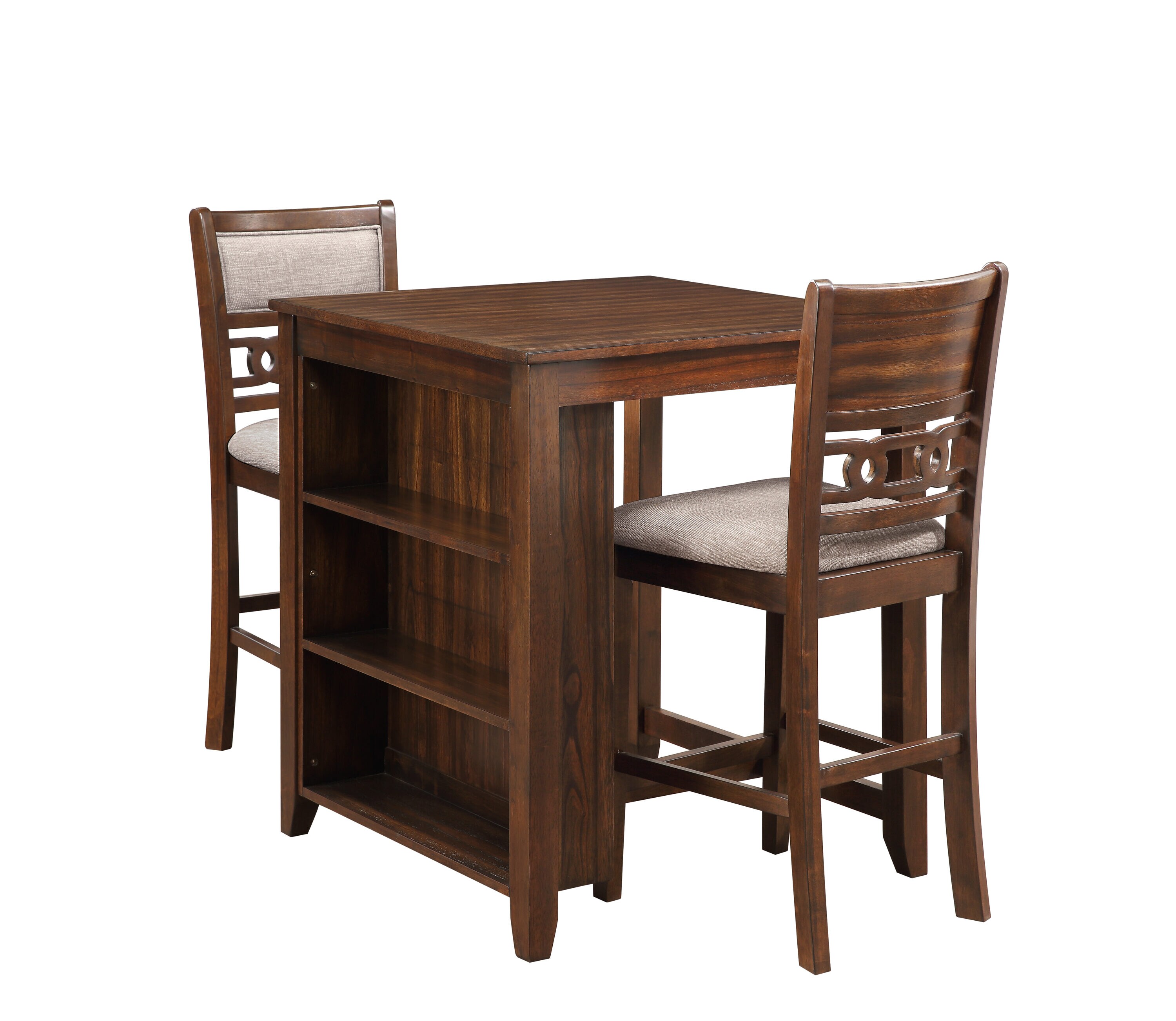 Gia Cherry 3 Piece 30" Counter Height Dining Set with Light Brown Cushions