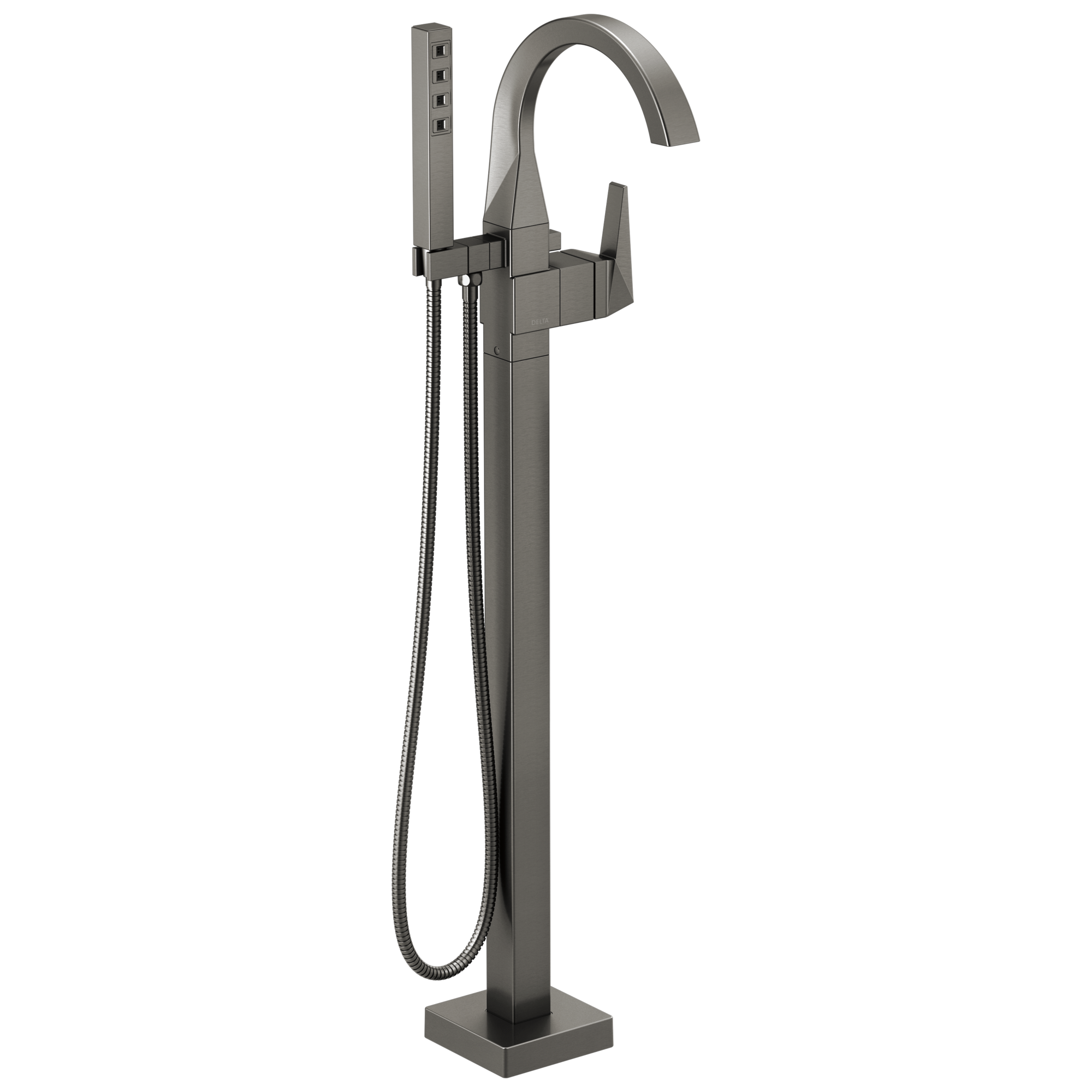 Delta T4746-KS-PR-FL Trillian Lumicoat Black Stainless 1-handle Freestanding Mid-arc Bathtub Faucet with Hand Shower