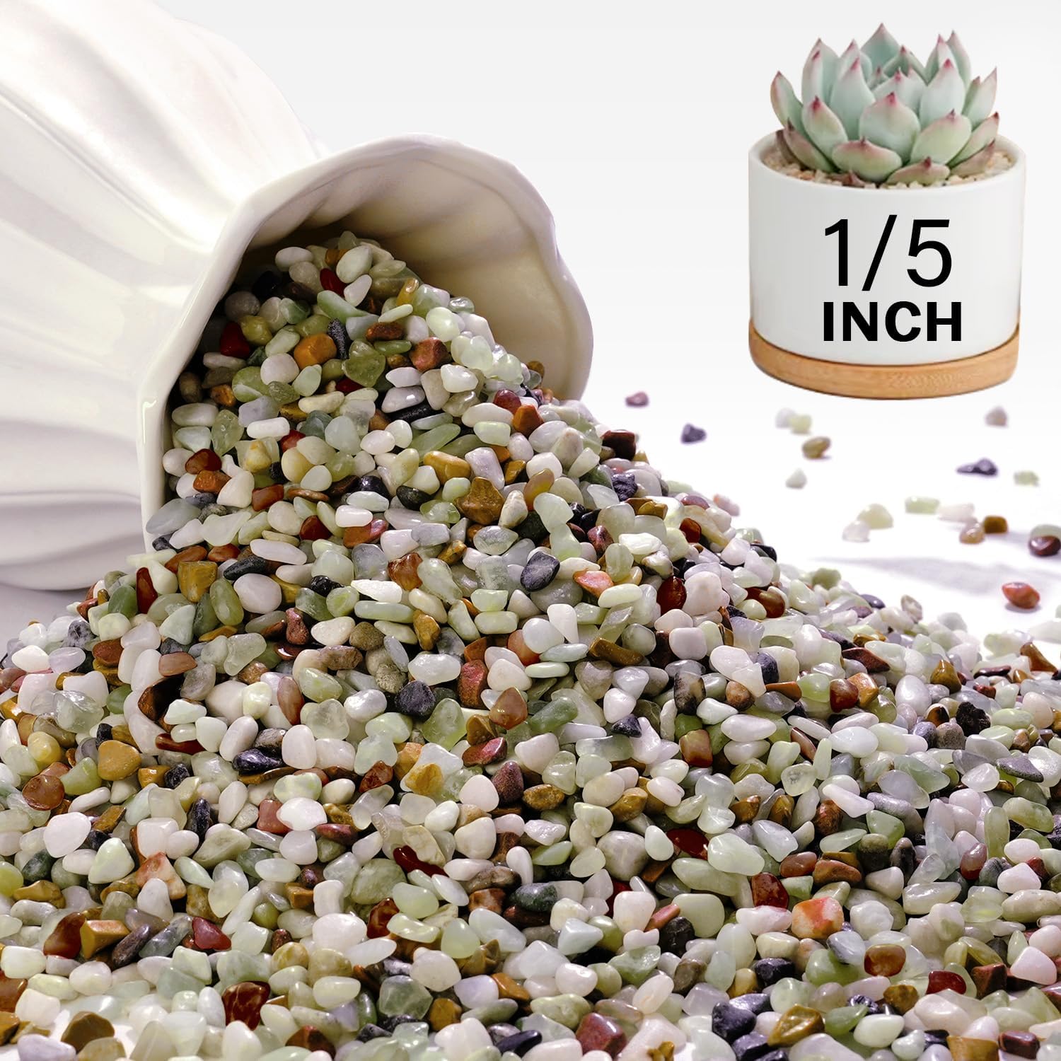 FANTIAN 6 lb Polished Natural River Pebbles 1/5 Inch Pea Gravel Decorative Rocks for Indoor Plants Succulents Vases Landscaping and Bird Baths
