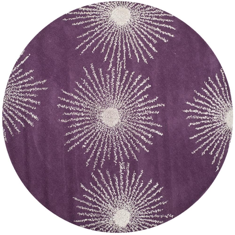 Safavieh SOH712P-6R Soho Starburst 6 x 6 (ft) Tufted Wool Purple/Ivory Round Indoor Abstract Area rug