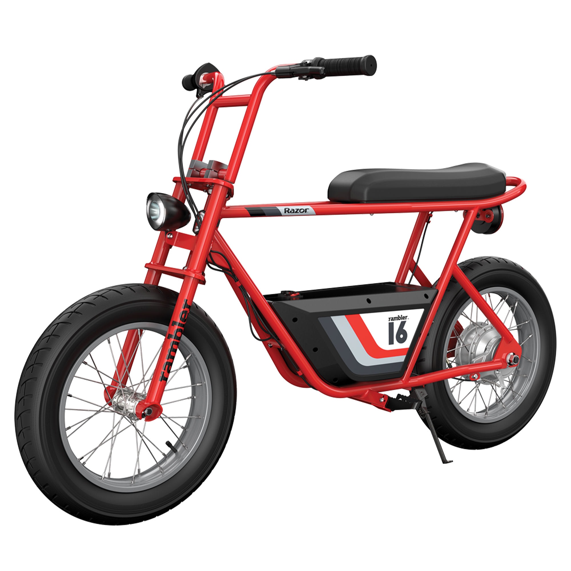 Razor 403849 Rambler 16 Electric Retro Minibike for Adults with 350W Hub Driven Motor 16 Inch Tires 36V Battery Red