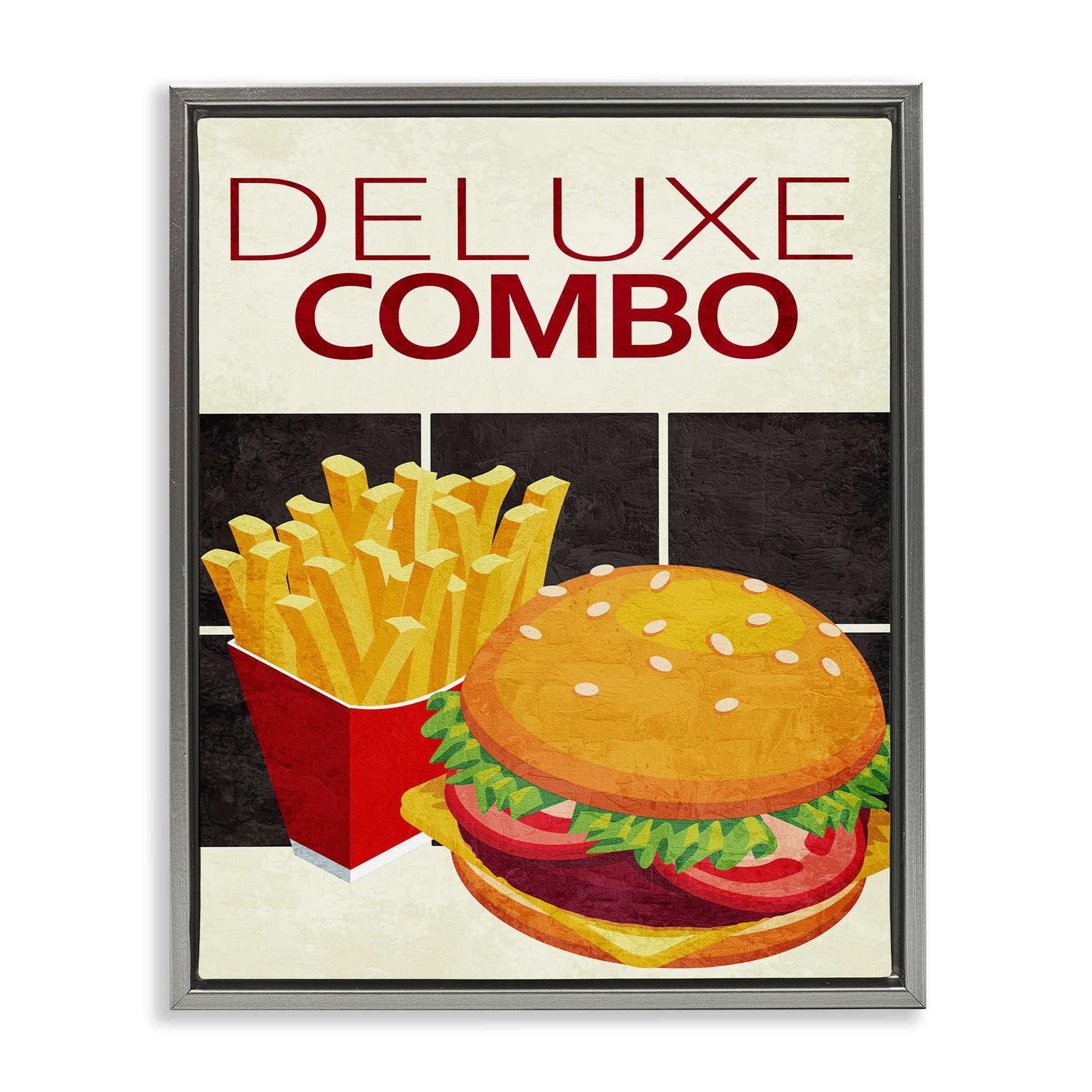 Stupell Industries BS-465-FFL-24X30 Deluxe Combo Fast Food Gray Framed Floater Canvas Wall Art By Kim Allen 25 x 31