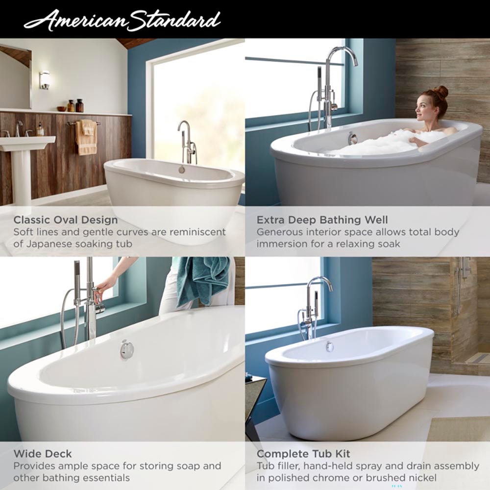 Cadet 66'' Arctic White Acrylic Freestanding Soaking Bathtub