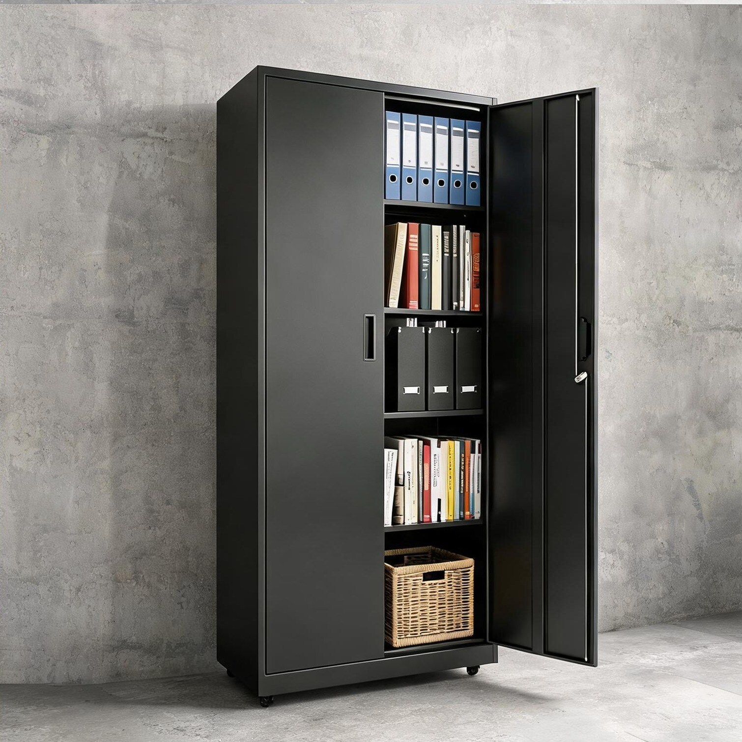 sunjurt Storage Cabinet featuring Office with Heavy-Duty Steel Rolling Storage 73 in Metal Frame