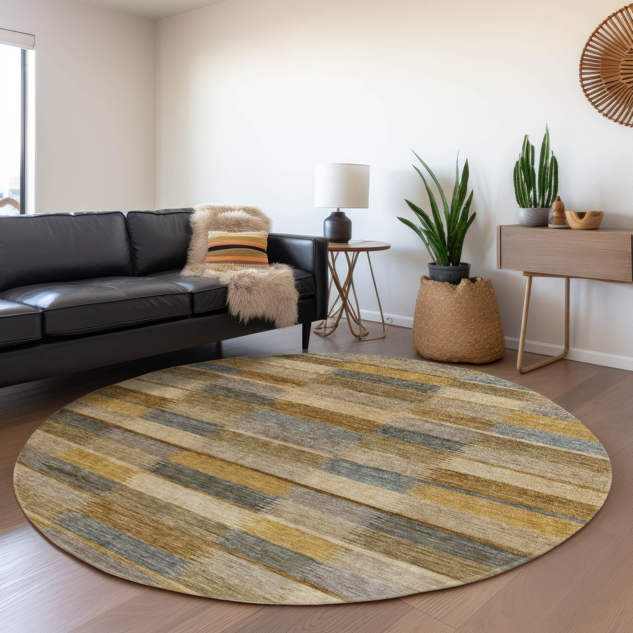 Addison Rugs ACN1628BR8RO Chantille ACN1628BR 8 x 8 (ft) Loomed Polyester Brown Round Indoor/Outdoor Machine washable Area rug