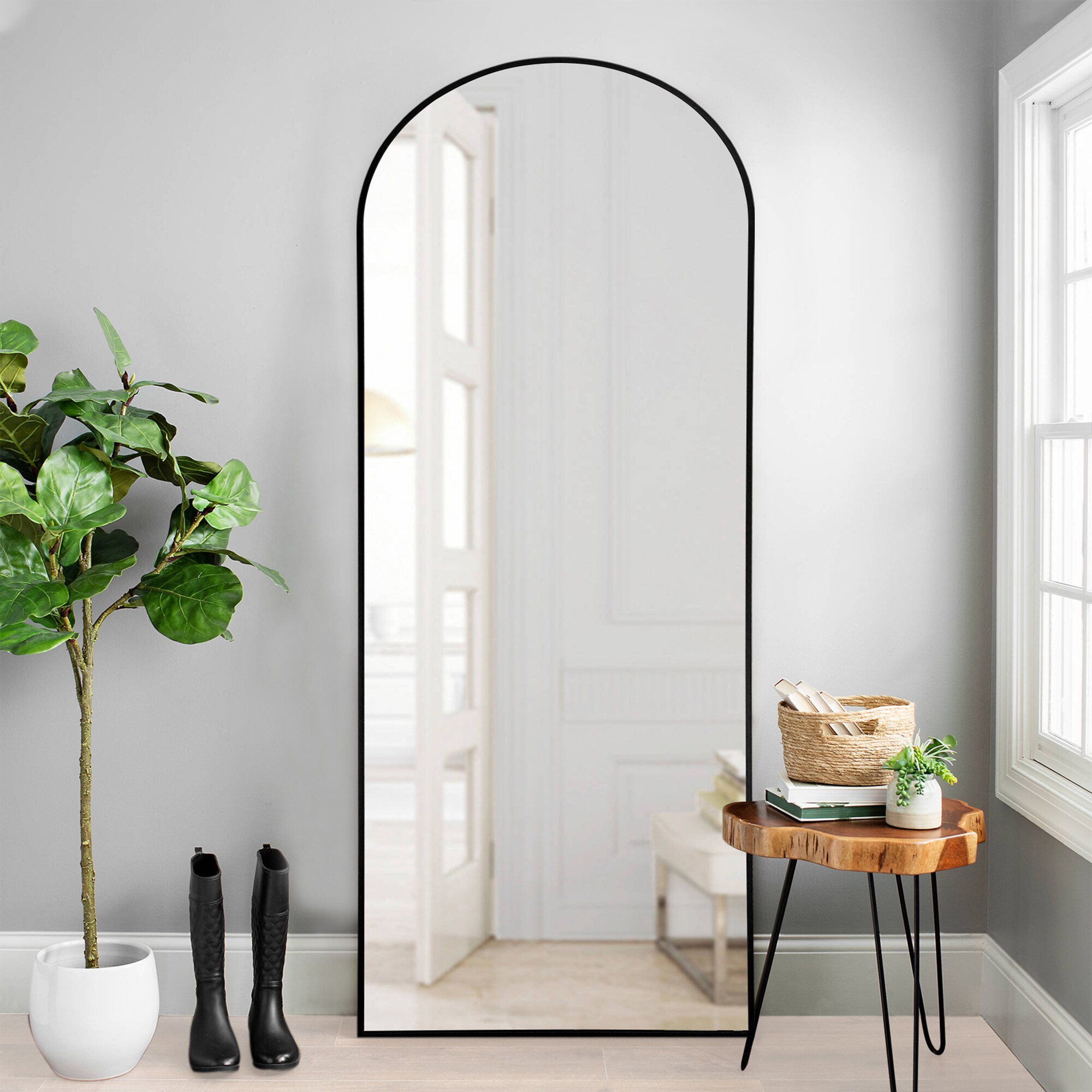 NeuType 21-in W x 64-in H Arch Black Framed Full Length Floor 