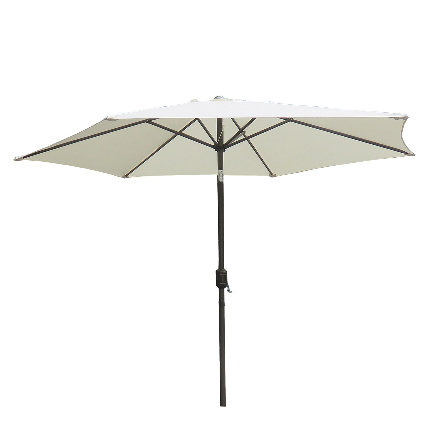 GZMR 9 ft Brown Steel Frame Hexagon Patio Market Umbrella with Crank ...