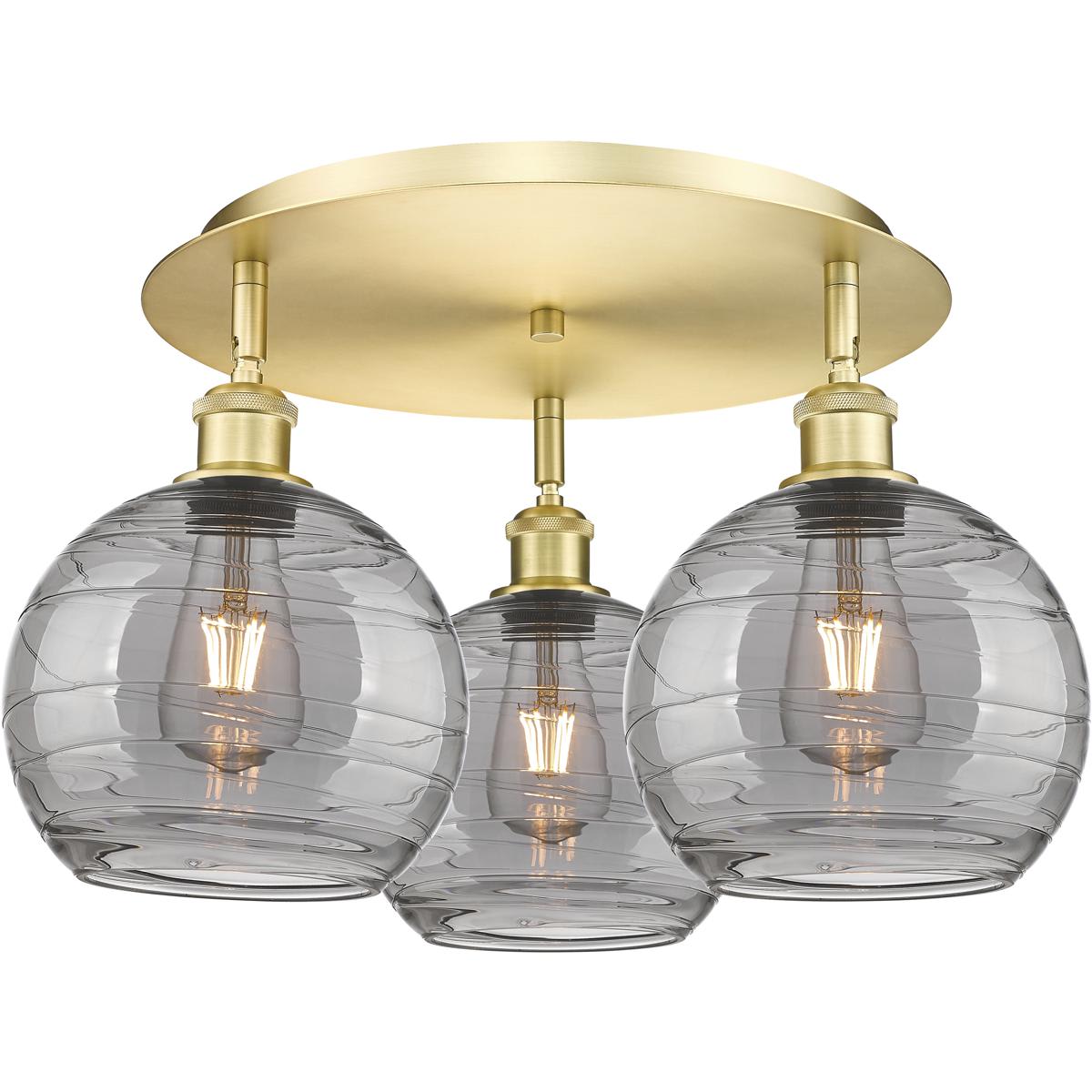 Innovations Lighting -  516-3C-SG-G1213-8SM Ballston Athens Deco Swirl Flush Mount Satin Gold